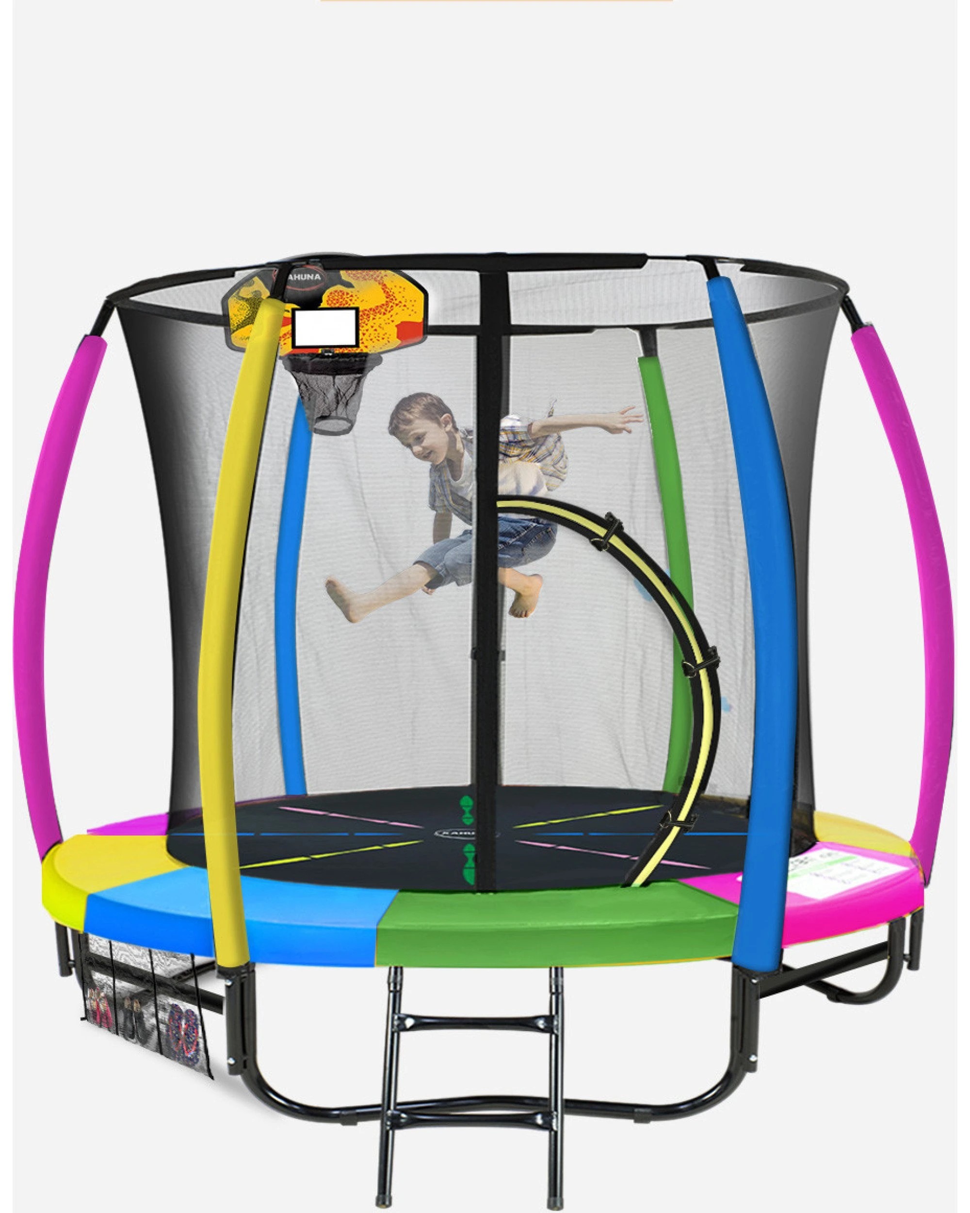 1 Kahuna Trampoline 8 ft with Basketball Set - Pattern, 1 of 10