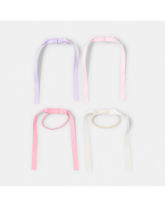 4 Pack Hair Clips and Ties - Pastel