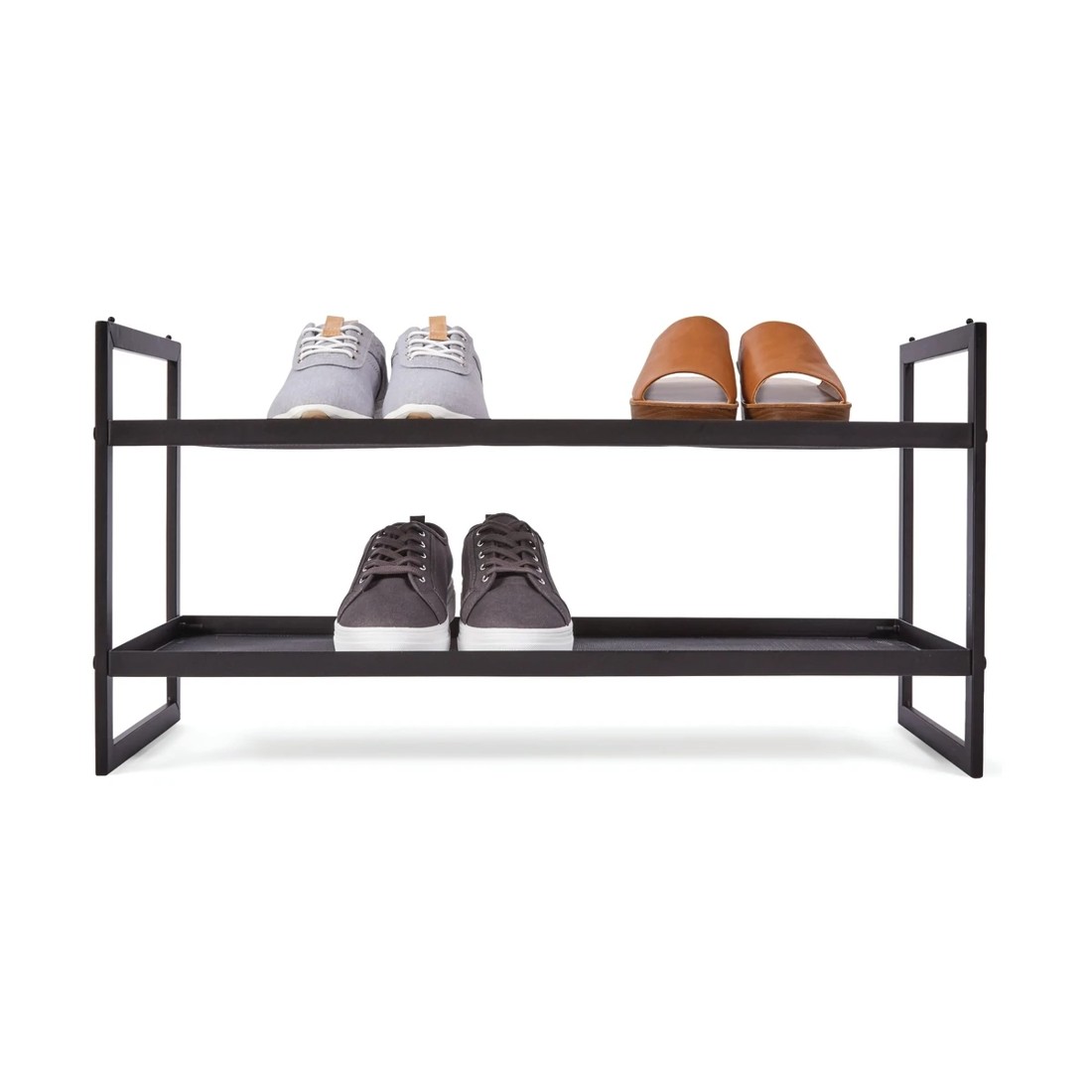 3 2 Tier Metal Stackable Mesh Shoe Rack, 3 of 5