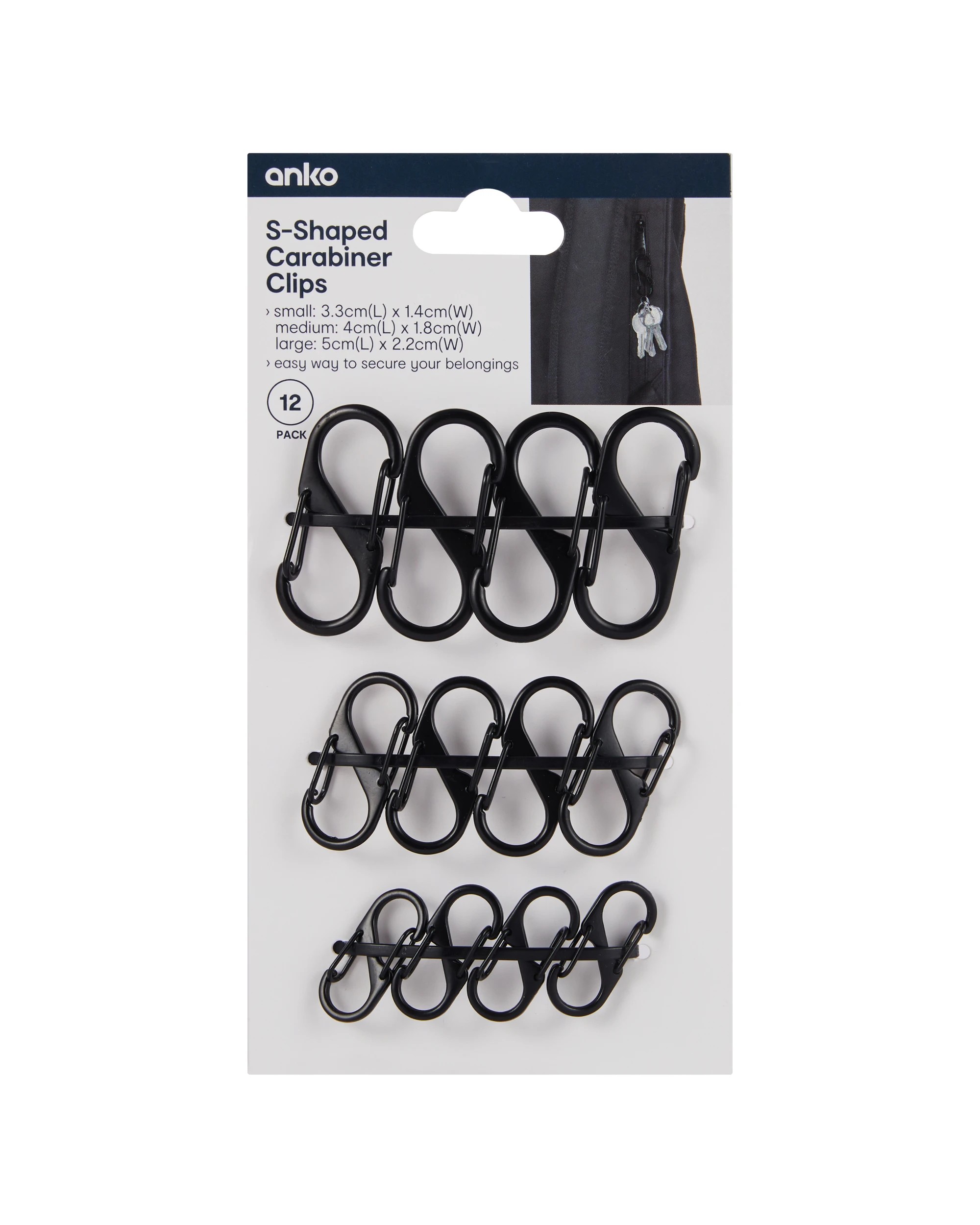 4 12 Pack S-Shaped Carabiner Clips, 4 of 4