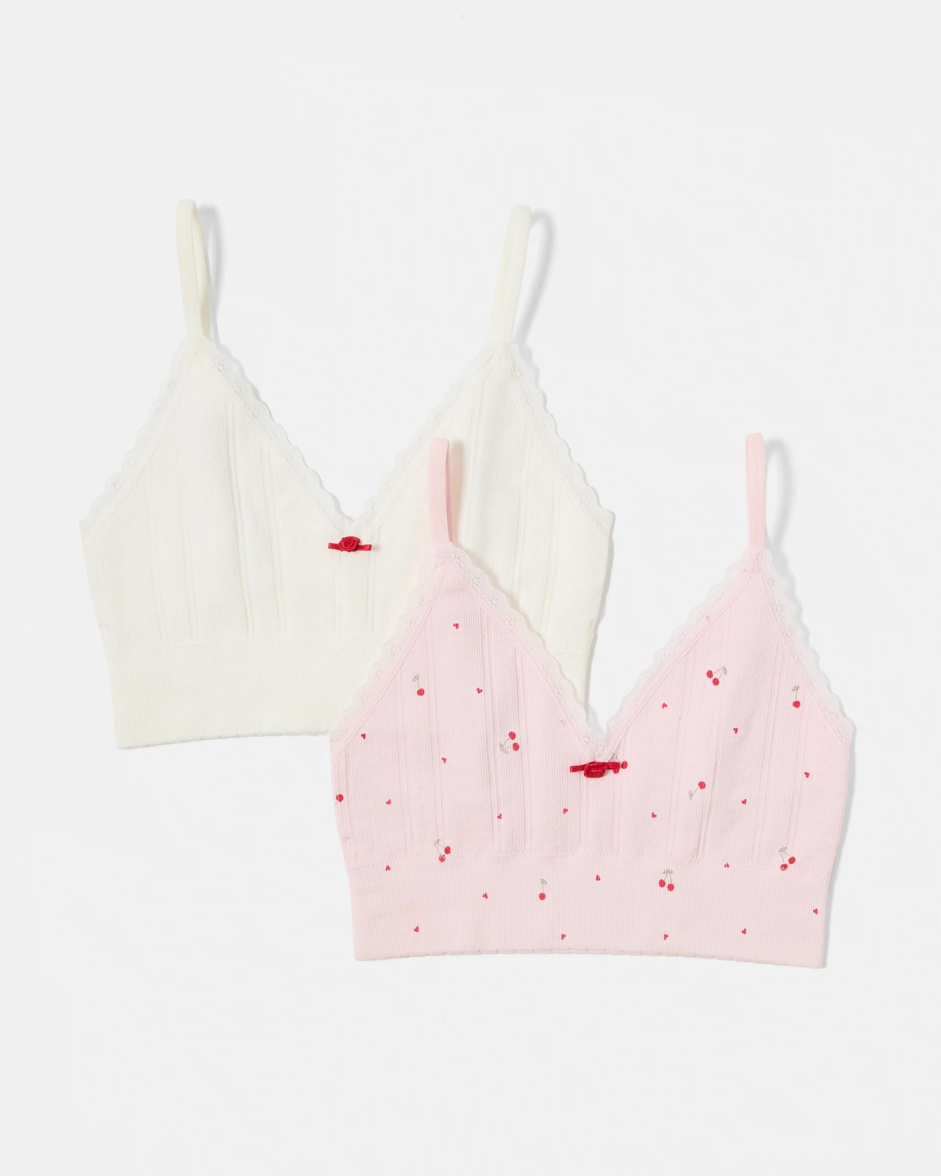 1 2 Pack Seamfree Rib Bralette Chery Hrts