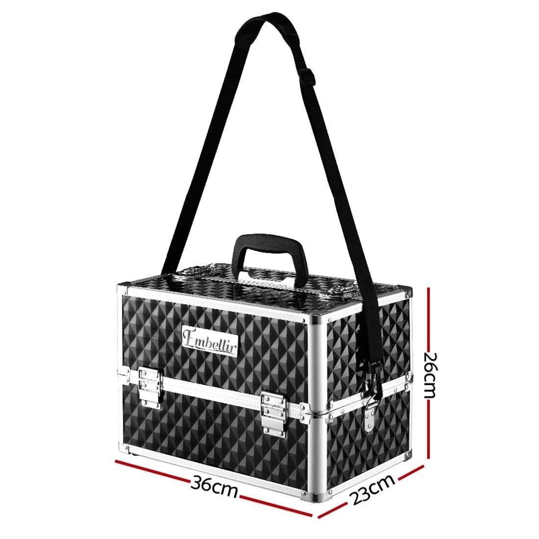 2 Embellir Beauty Case Makeup Travel Bag Organiser Cosmetic Storage Large Portable - Black, 2 of 8