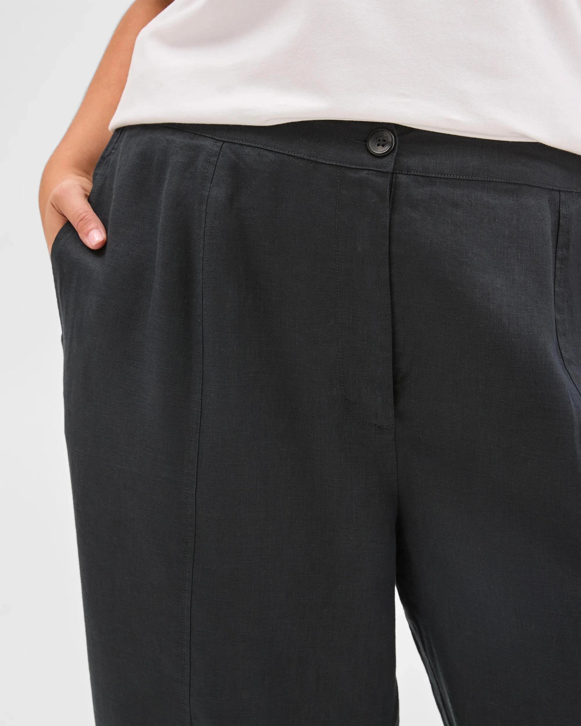 5 Target Curve Plus Size European Linen Barrel Leg Pants FNA BLACK, 5 of 6