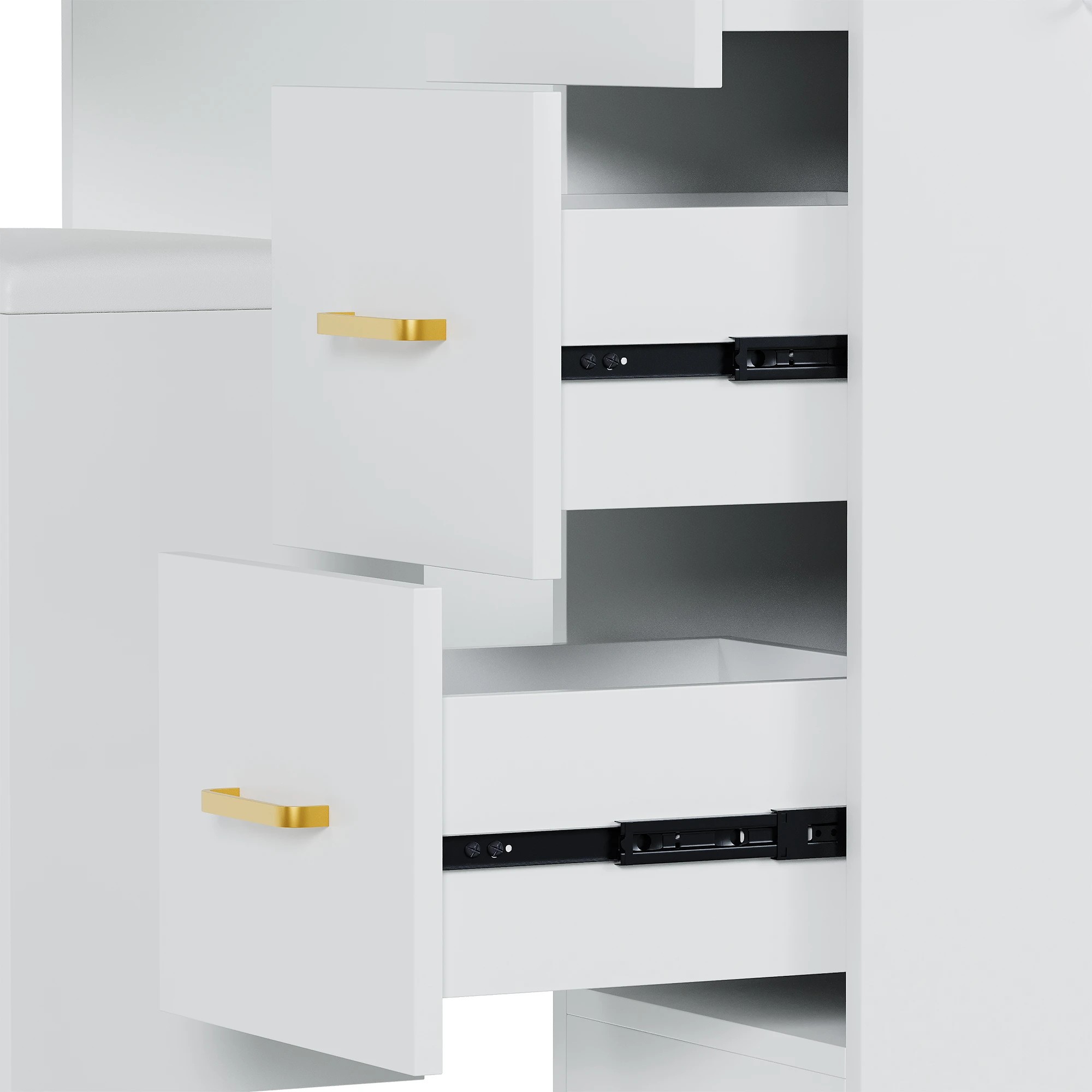 6 Advwin Makeup Vanity Desk with Large LED Mirror Charging Station - White, 6 of 10