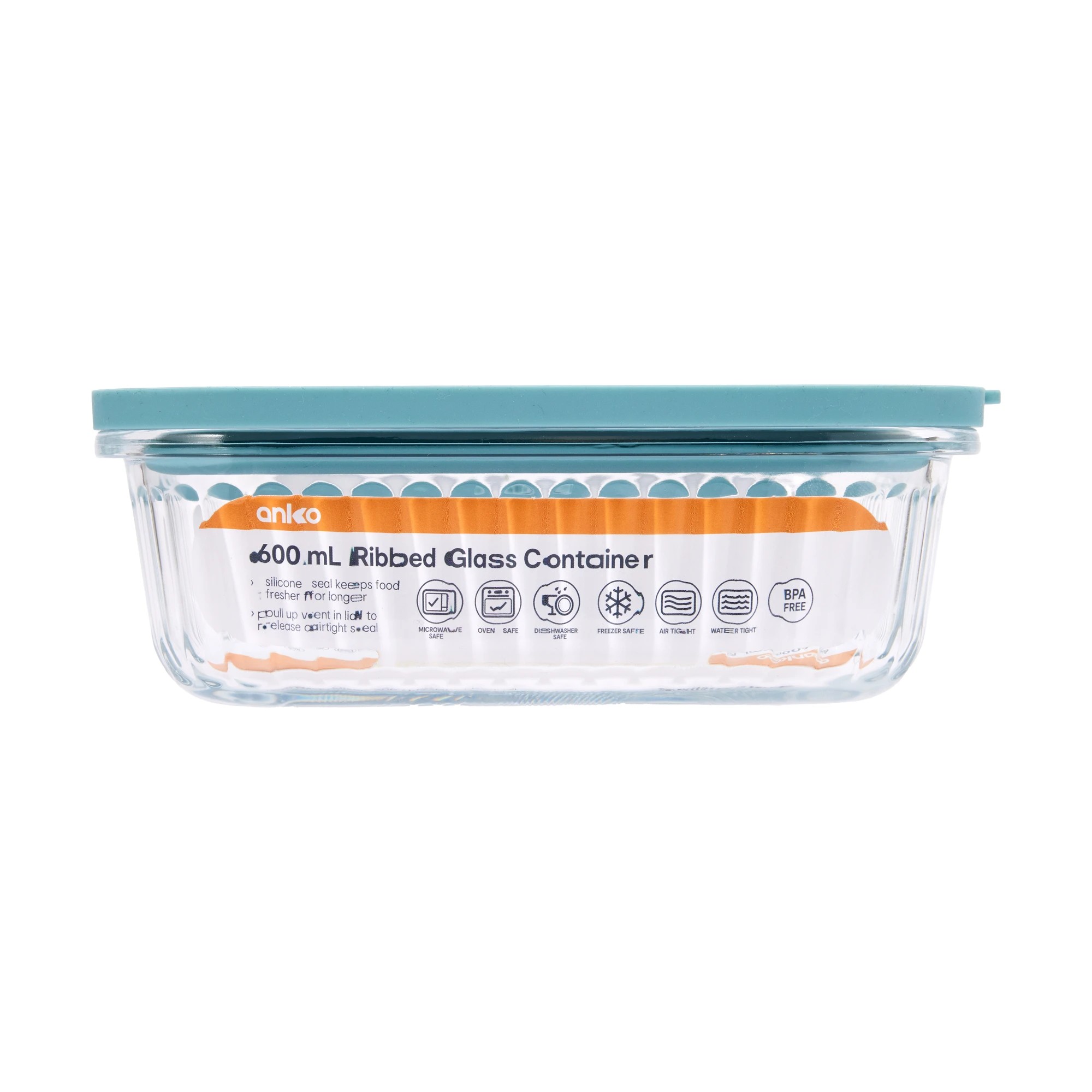 4 600ml Ribbed Glass Container, 4 of 4
