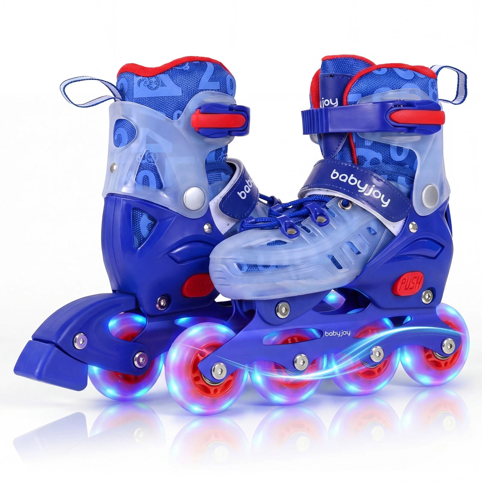 1 Costway 4-Size Adjustable Roller Skates Inline Skating Shoes Roller Beginner Age 5-7 - Blue, 1 of 1