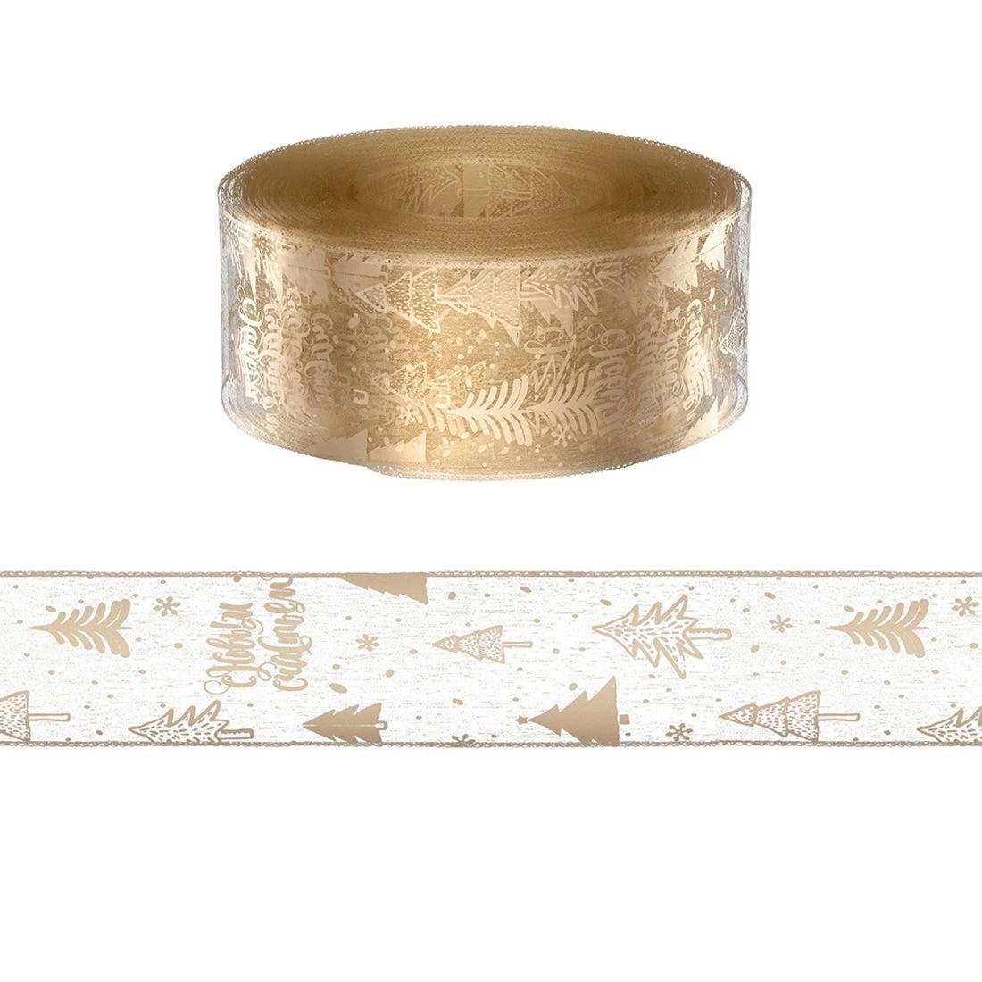 3 Jingle Jollys 20M Christmas Ribbon Roll Bow Printed Xmas Tree Decor Gift Gold - Gold, 3 of 6
