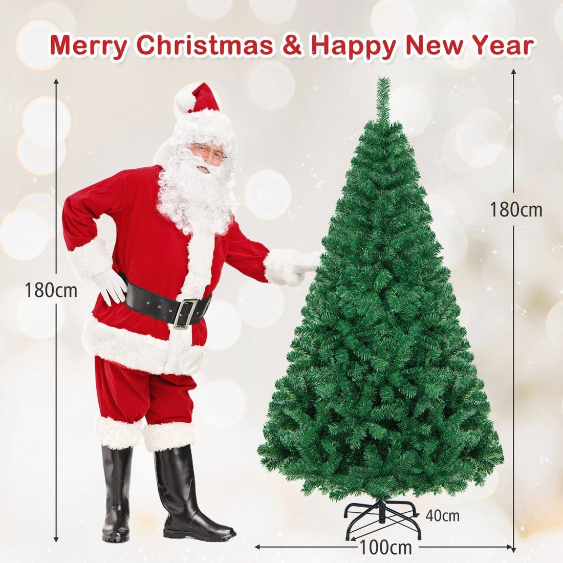 7 Costway 1.8M/6ft PVC Artificial Christmas Tree - Green, 7 of 9