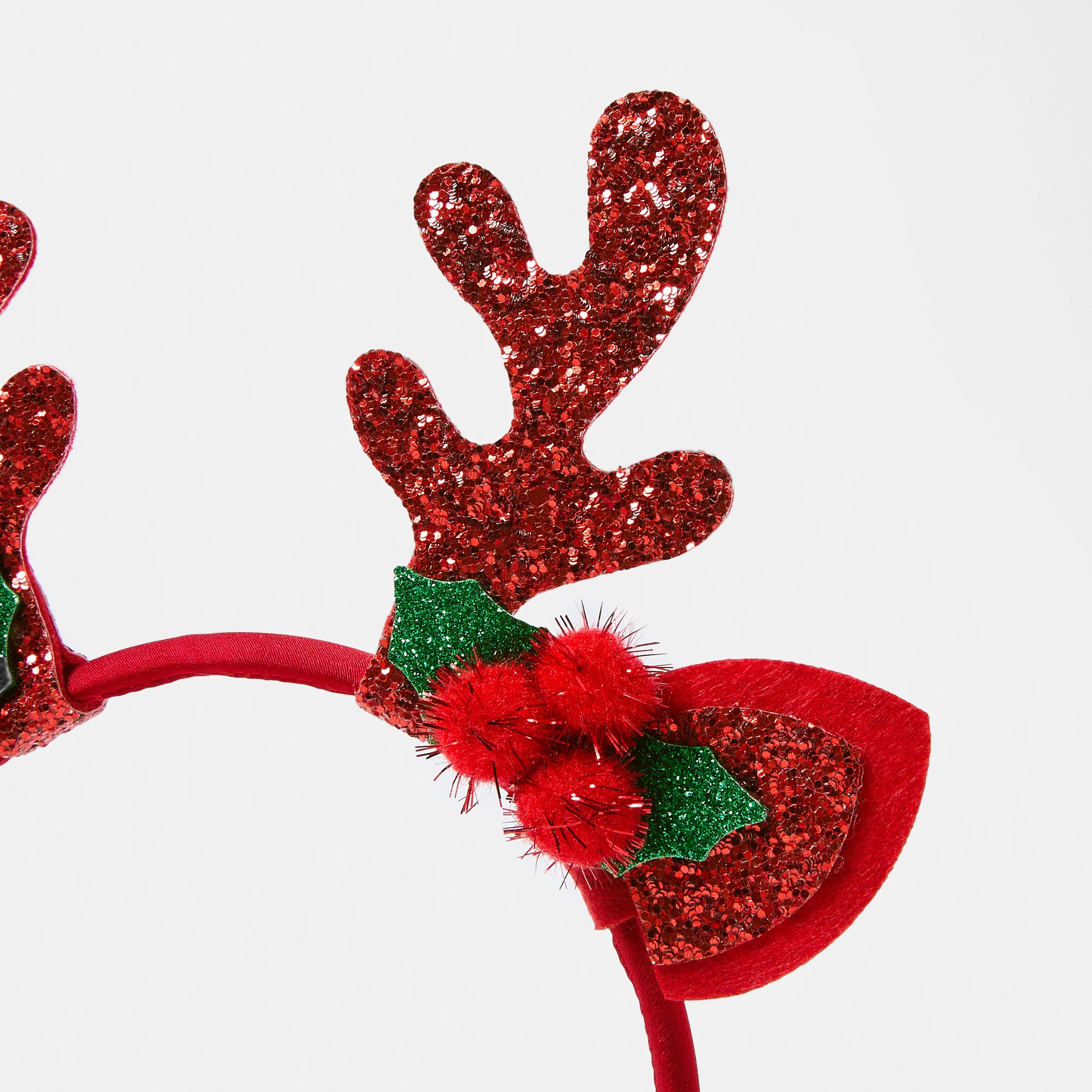 3 Christmas Glitter Reindeer Headband - Red and Green, 3 of 5