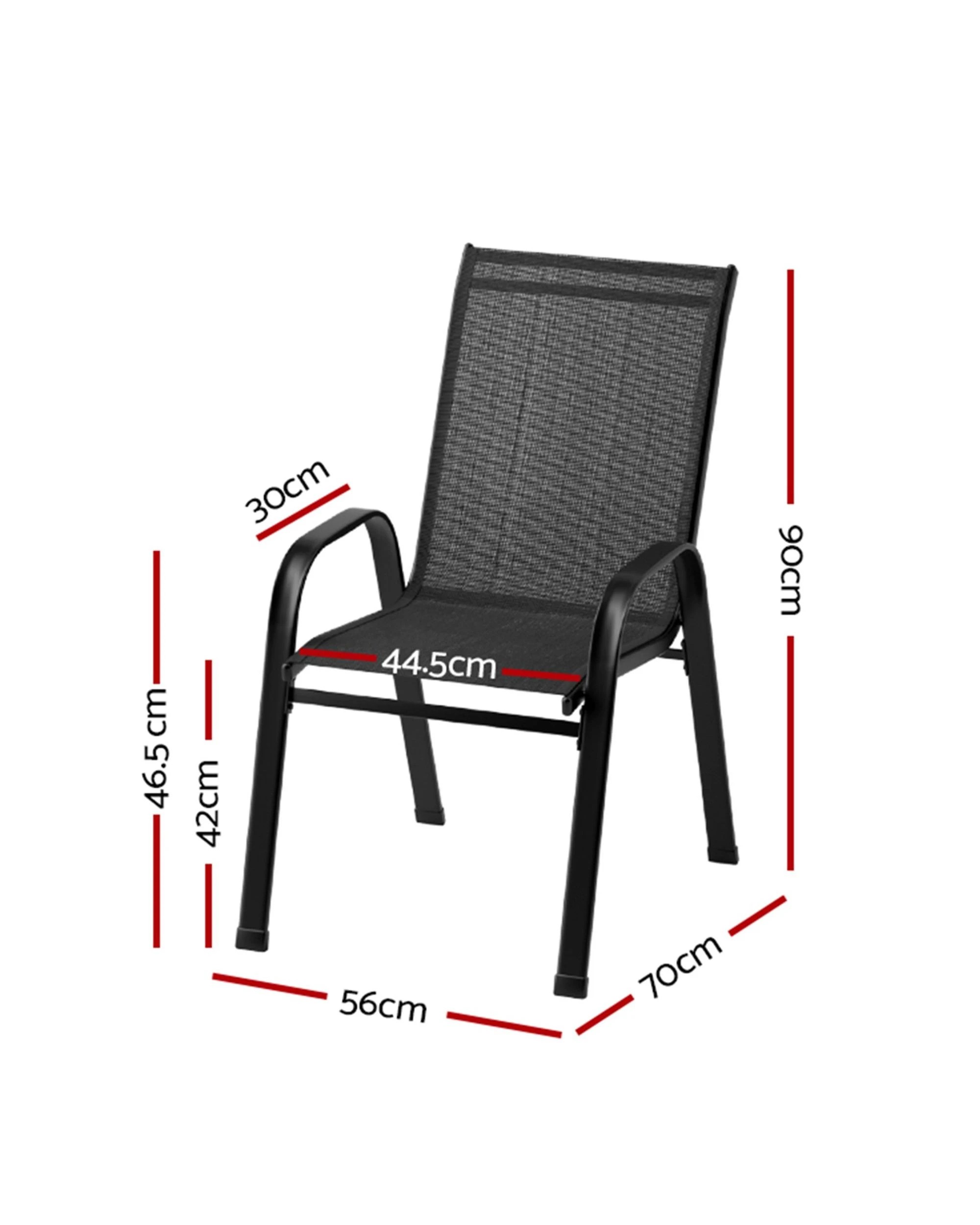 2 Gardeon 2PC Outdoor Dining Chairs Stackable Lounge Chair Patio Furniture - Black, 2 of 5
