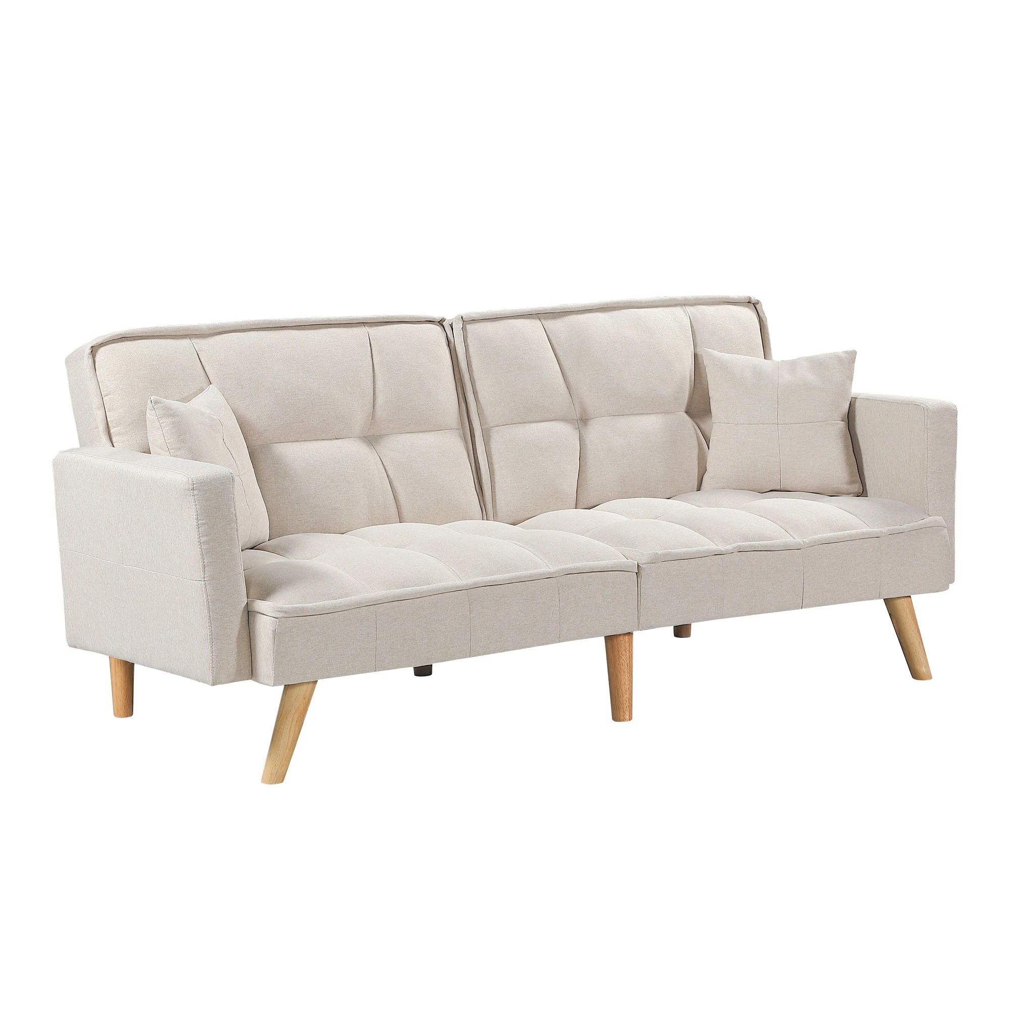 1 Levede Sofa Bed Futon Convertible Fabric Lounge Couch 3 Seater Recliner - Beige - Beige, 1 of 9
