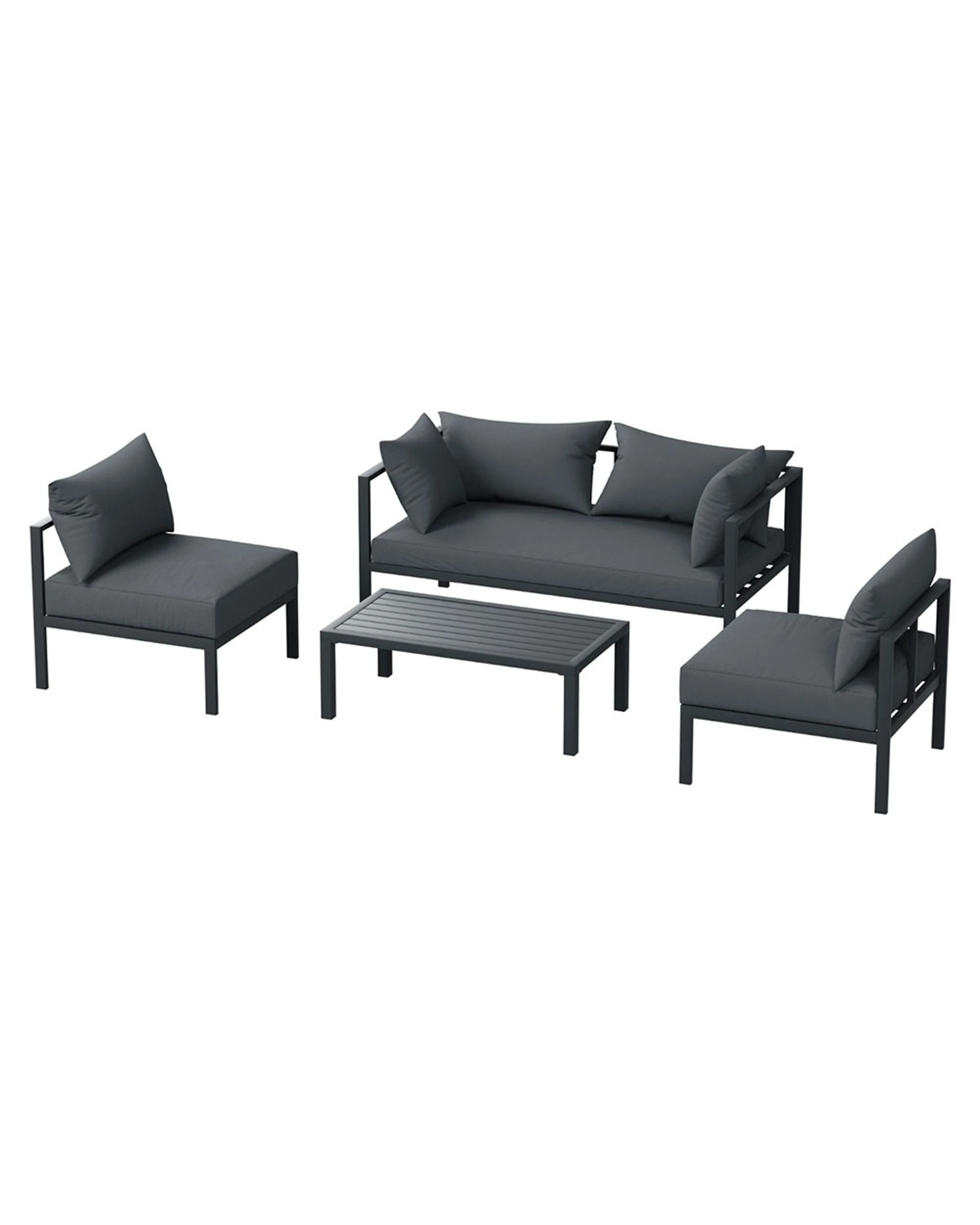 3 Gardeon 4 Seater Outdoor Sofa Set Aluminium Patio Furniture Setting 4PC - Charcoal, 3 of 6