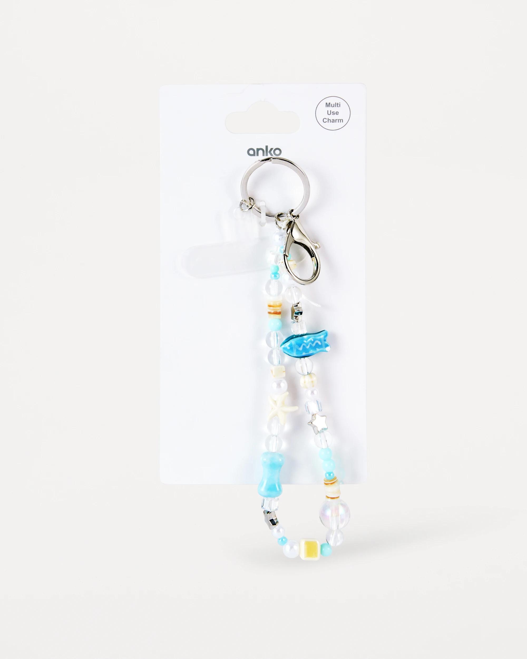 5 Multi Bead Charm Keyring Blue, 5 of 5