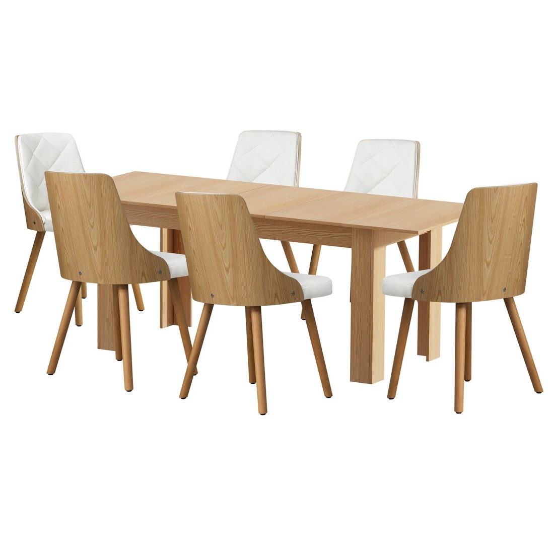 1 Oikiture 200cm Extendable Dining Table with 6PCS Dining Chairs PU Leather - Multi, 1 of 9
