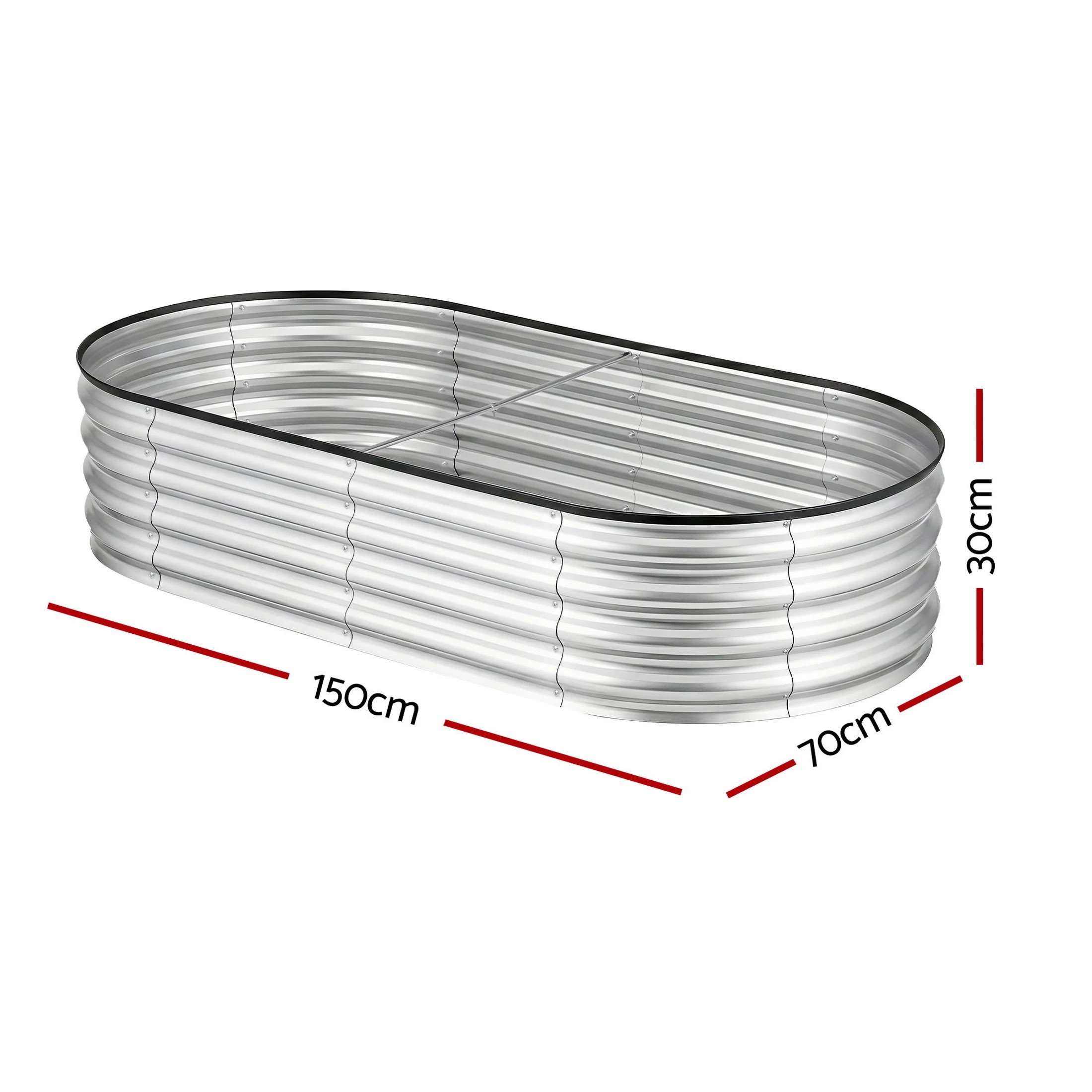 2 Green Fingers Raised Garden Bed Galvanised Oval Metal Planter Box Large Outdoor - Silver, 2 of 5