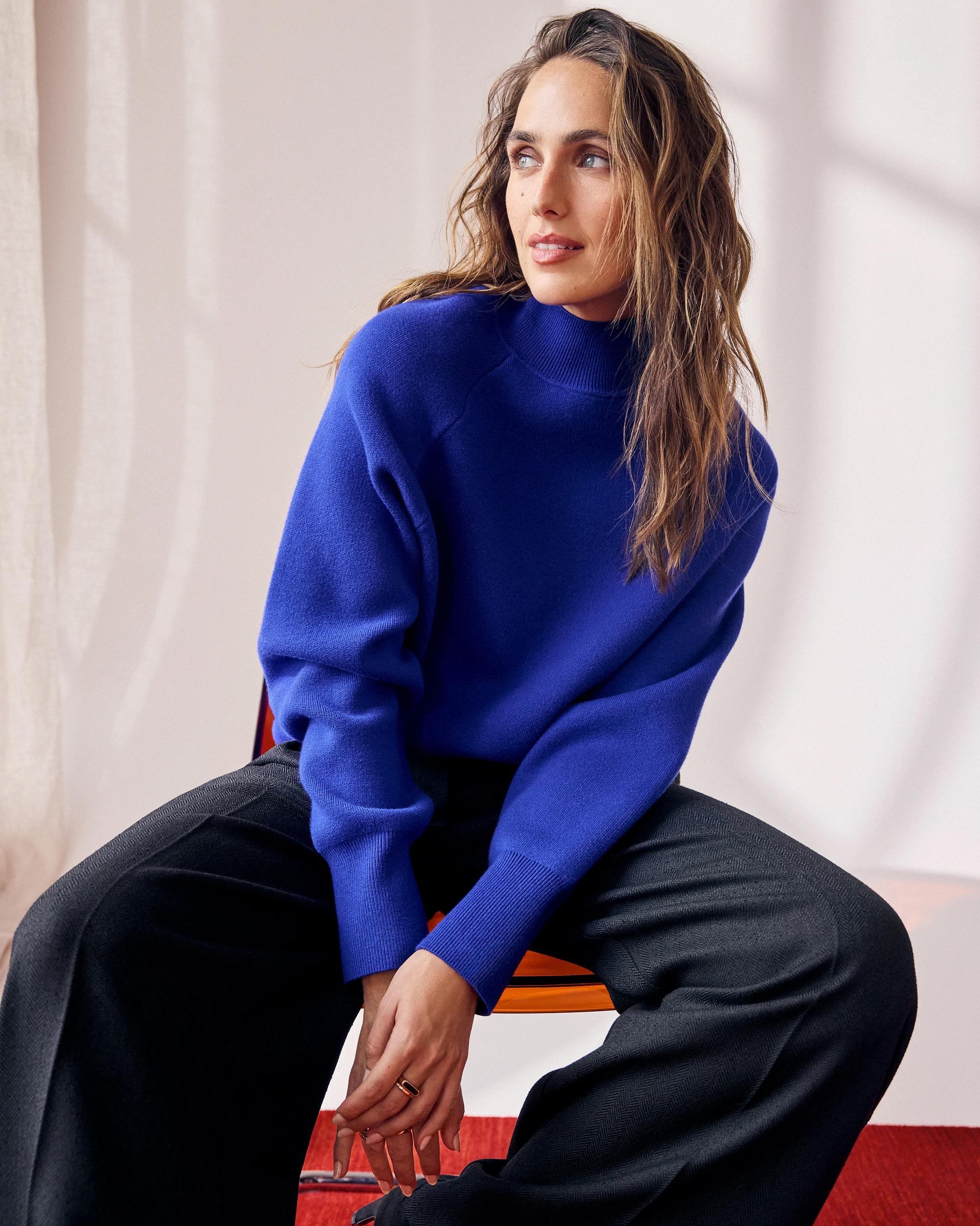 9 Preview Raglan Detail High Neck Jumper COBALT BLUE, 9 of 9