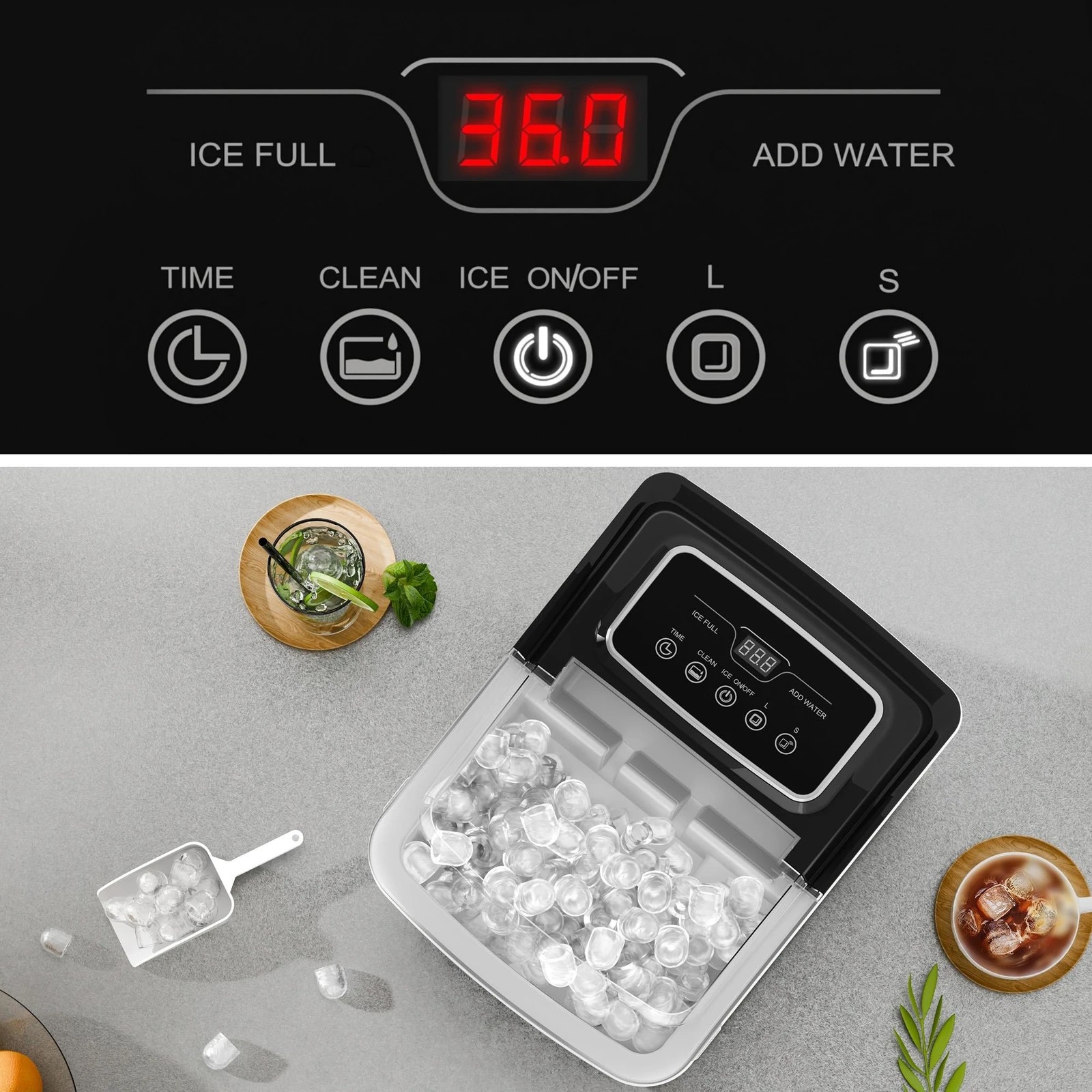 4 Alfordson Portable Ice Maker Machine Commercial 12kg 24hour Timer 2.2L - Silver, 4 of 10