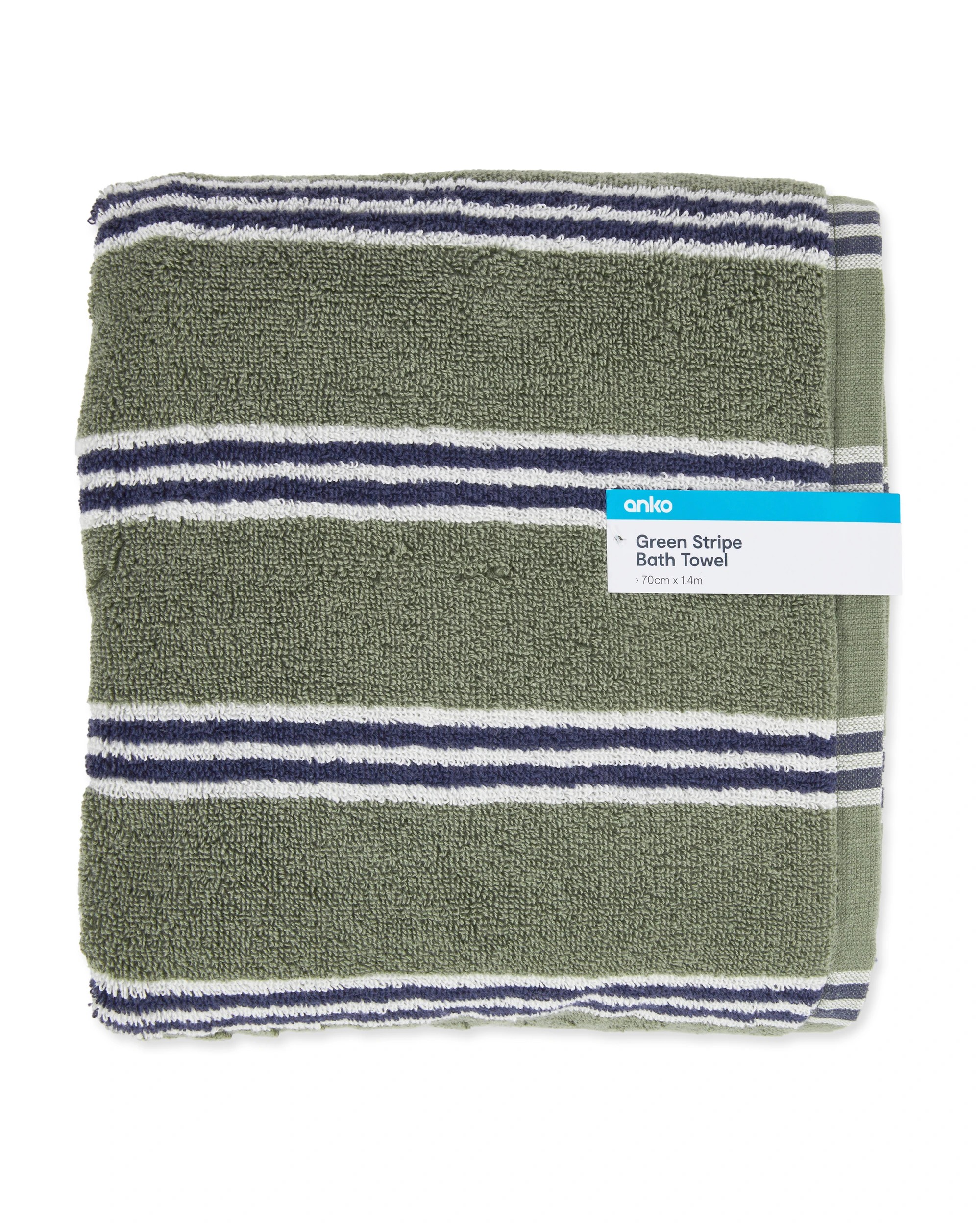 5 Stripe Cotton Bath Towel - Green, 5 of 5