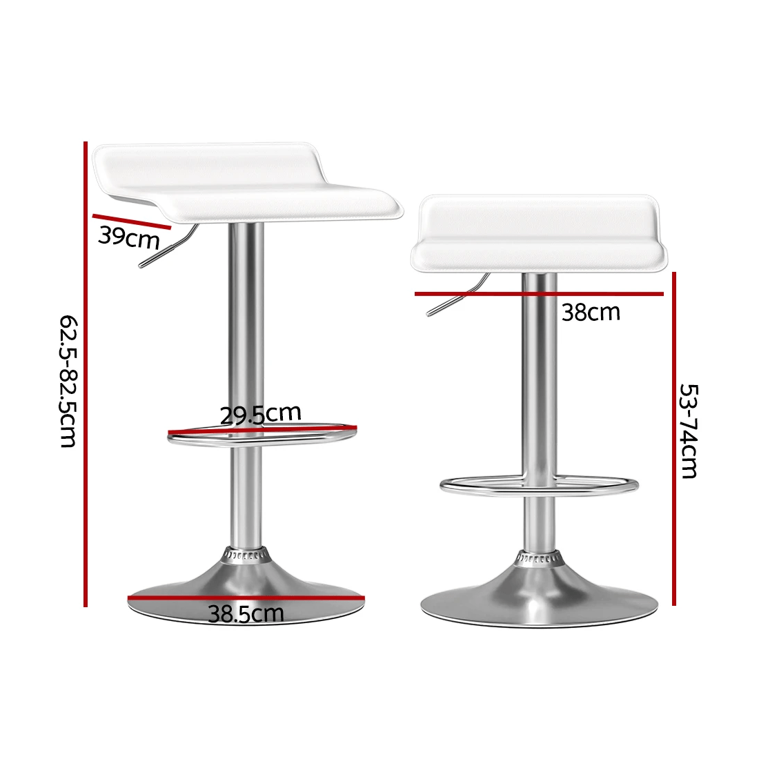 2 Artiss 4x Bar Stools Faux Leather Chair - White, 2 of 6