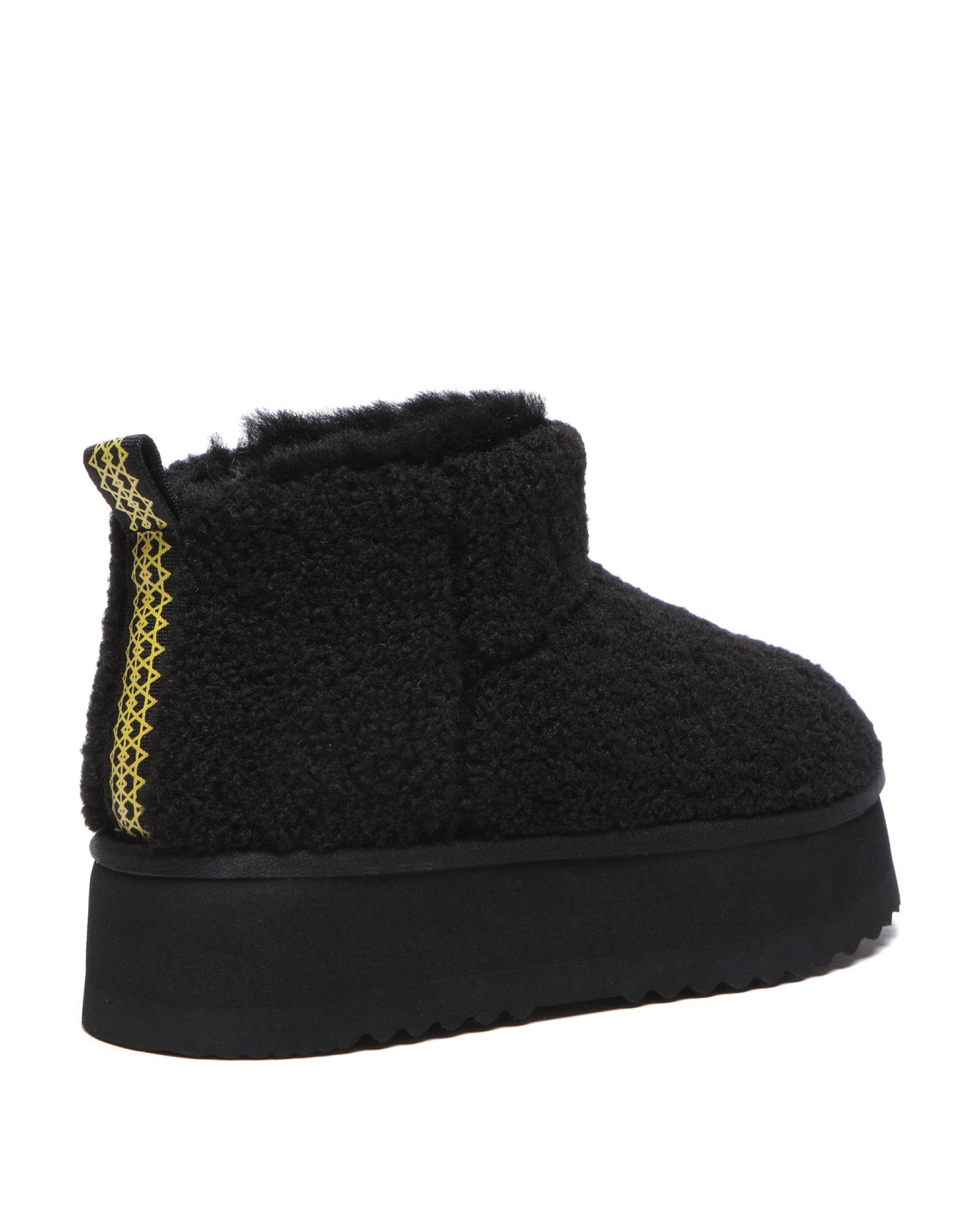 3 Everau Womens Ultra Platform Teddycozy BLACK, 3 of 5