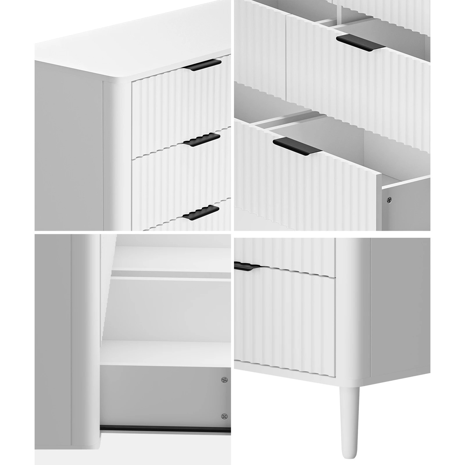 4 Oikiture 6 Chest Of Drawers Storage Cabinet Dressers Lowboy Stripe
 - White, 4 of 9