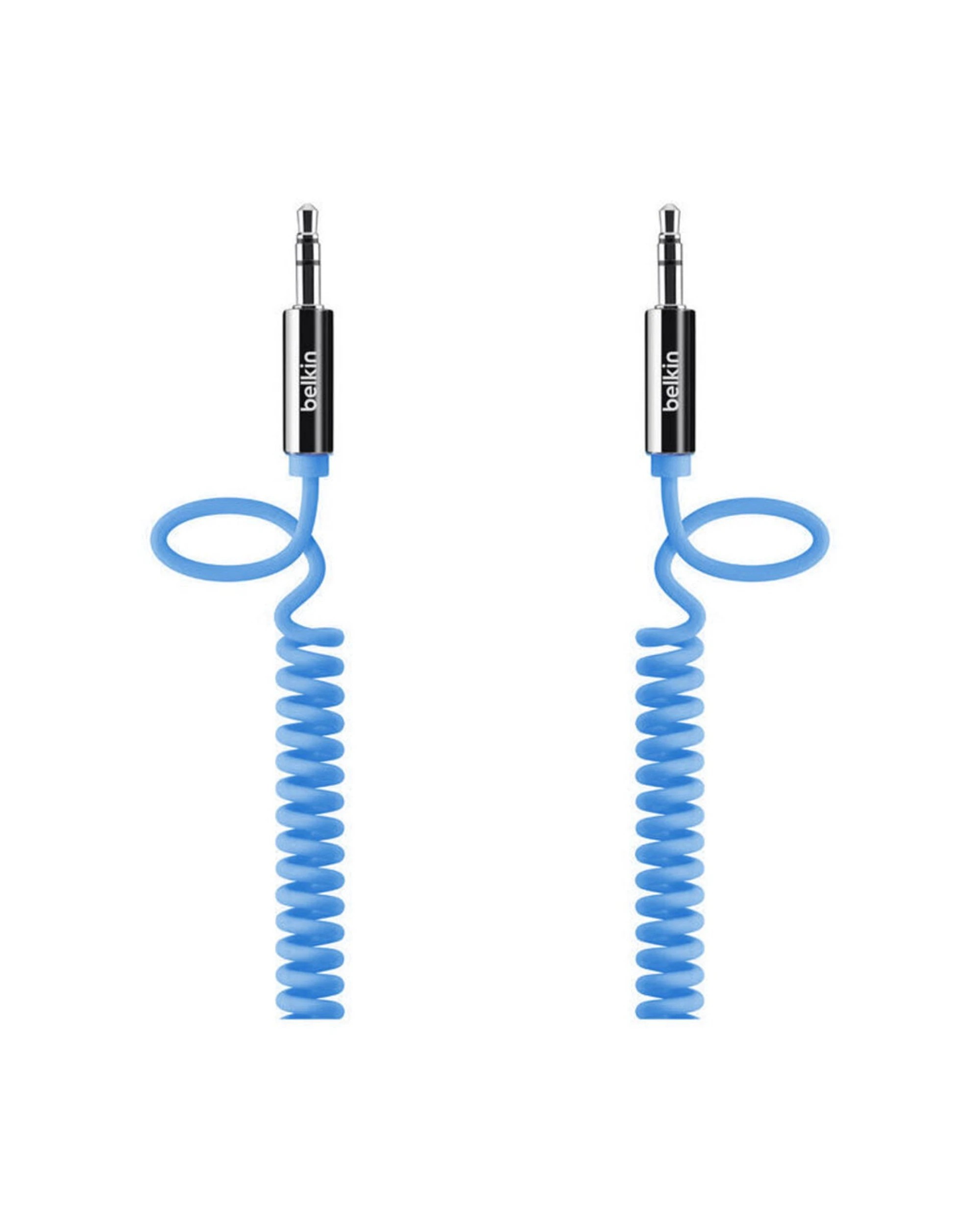3 Belkin 2PK 1.8m Coiled Stereo Aux Cable Audio Male to Male 3.5mm - Blue, 3 of 3