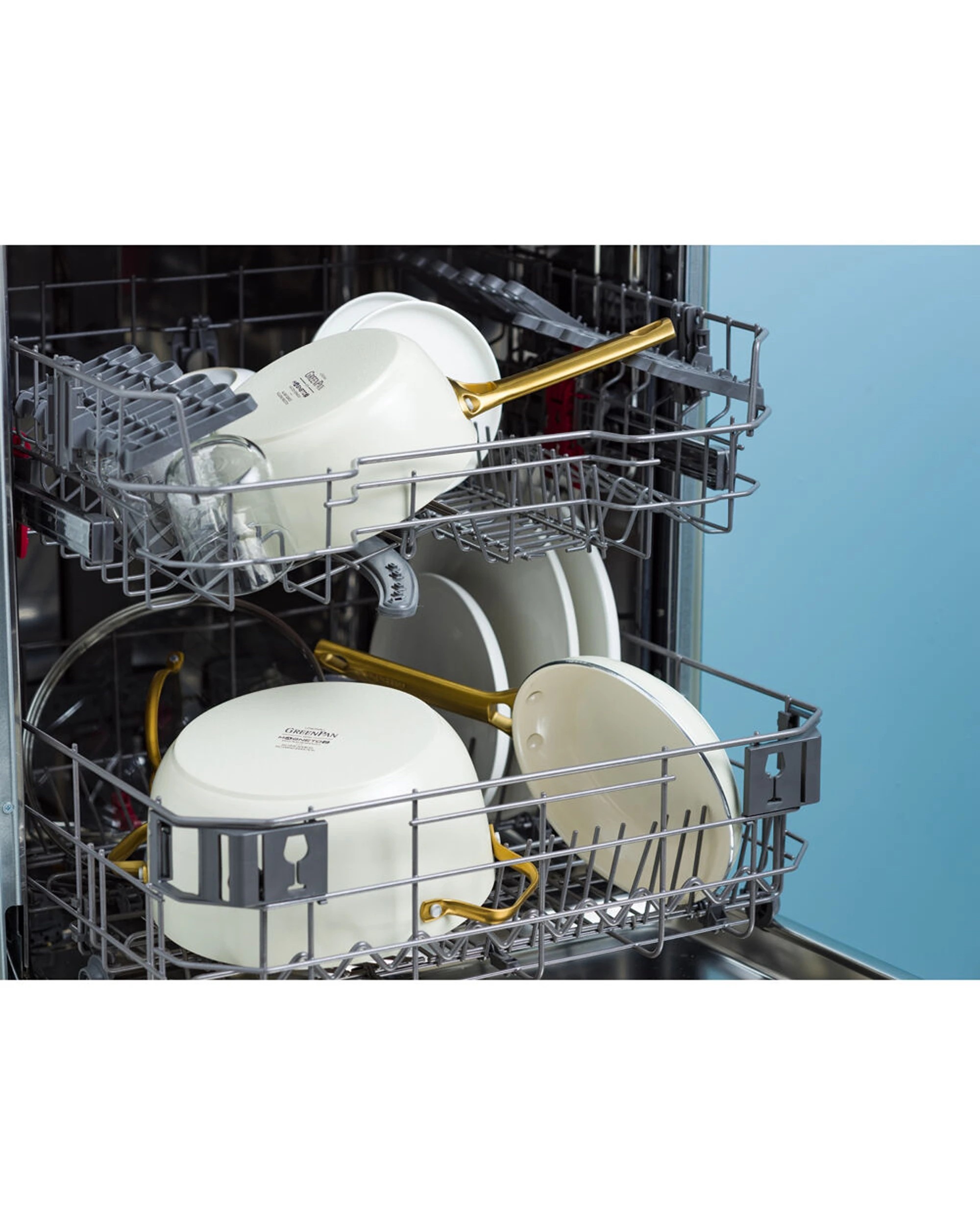 3 Greenpan 14pc Padova Set Ceramic Coating Non-Stick Cooking Pans - White, 3 of 6