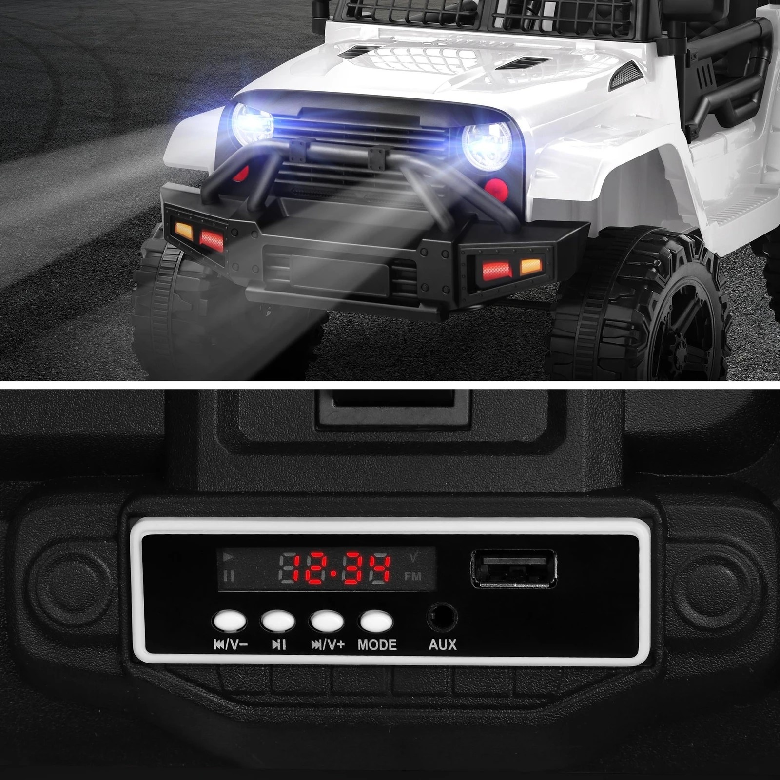 7 Alfordson Kids Ride On Car Toy Jeep Electric 12V 70W Motors R/C LED Lights - White, 7 of 10