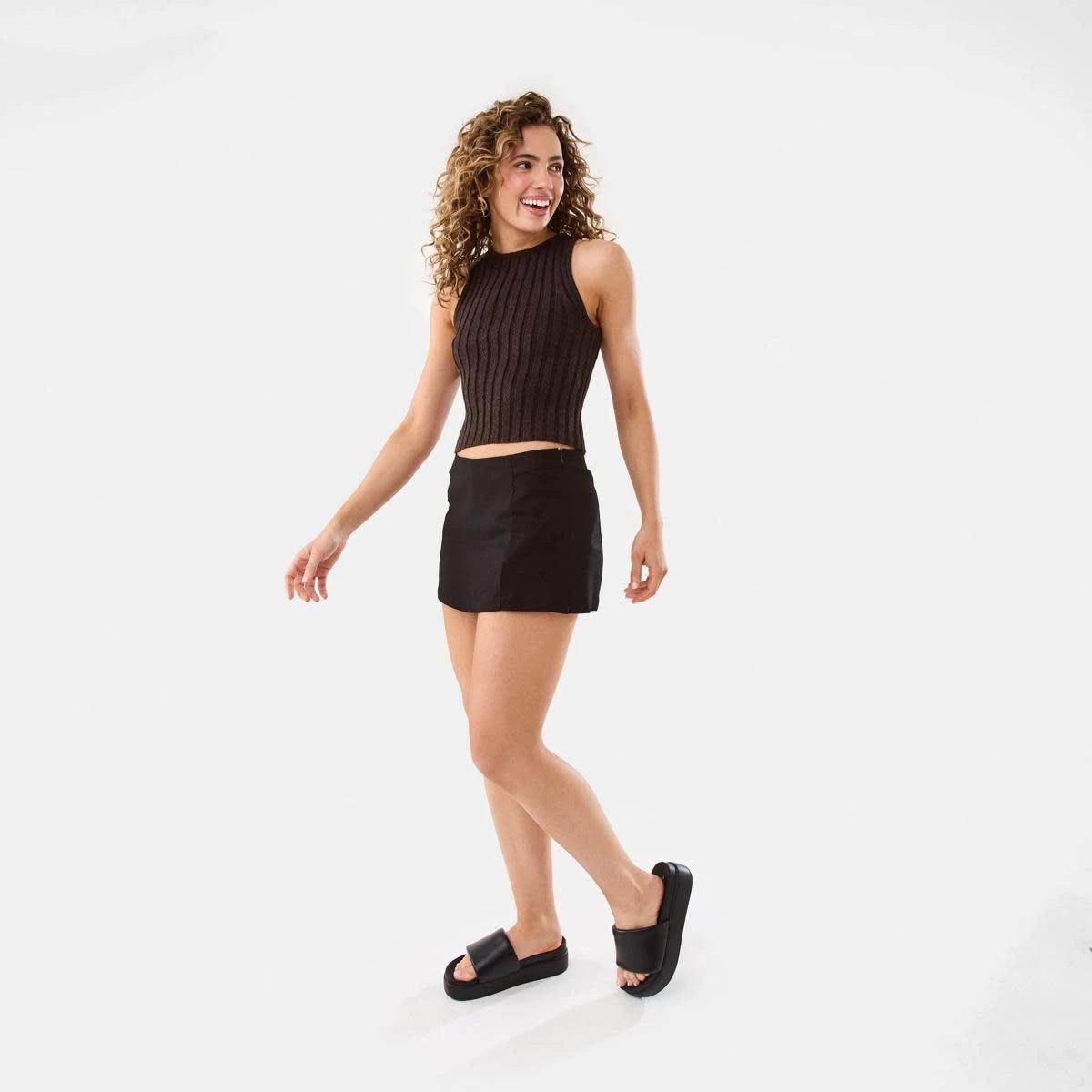 5 Linen Blend Mini Skort BLACK, 5 of 10