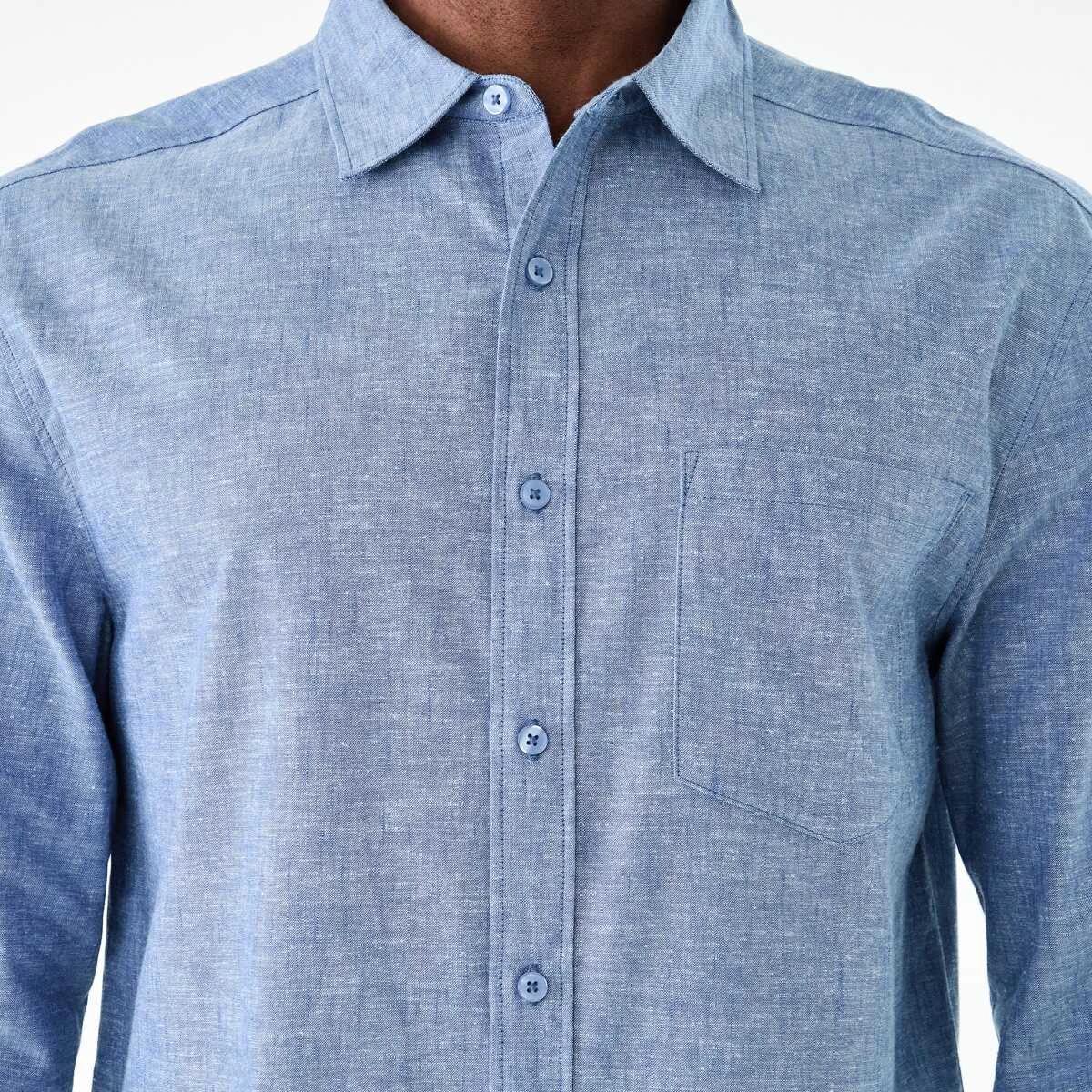 6 Long Sleeve Cotton Linen Shirt FELICIA BLUE YD, 6 of 6