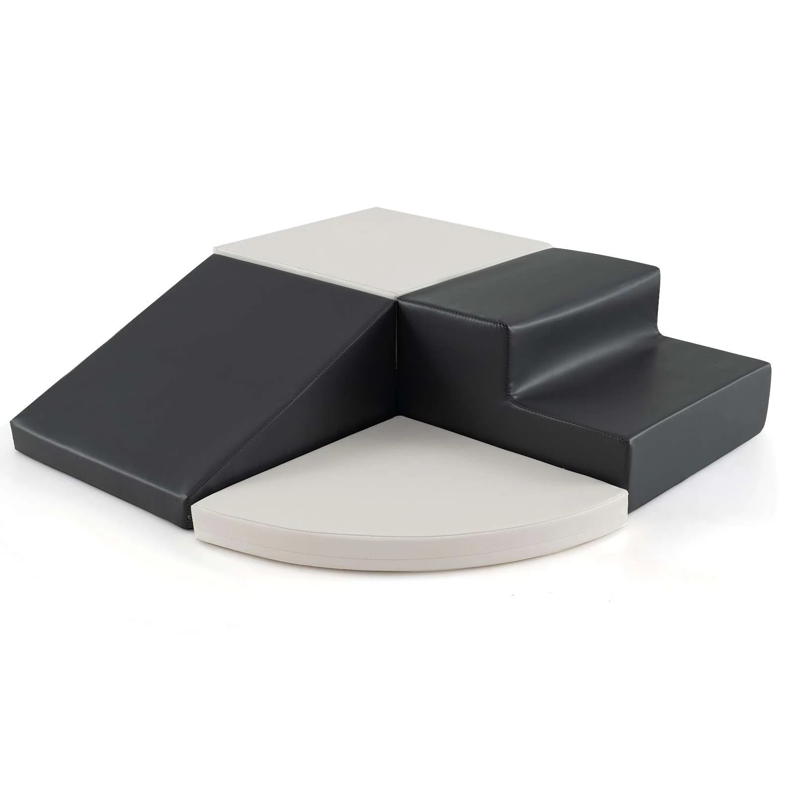 1 Costway 4PCS Soft Corner Climbing Sliding Blocks Set - Black, 1 of 2