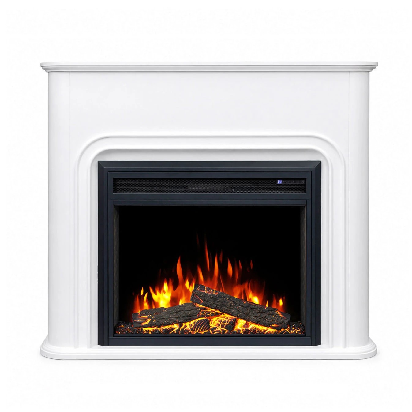 1 Moda Living Santorini White Mantel Electric Fireplace Suite with 30 Inch Moonlight Insert - White, 1 of 10