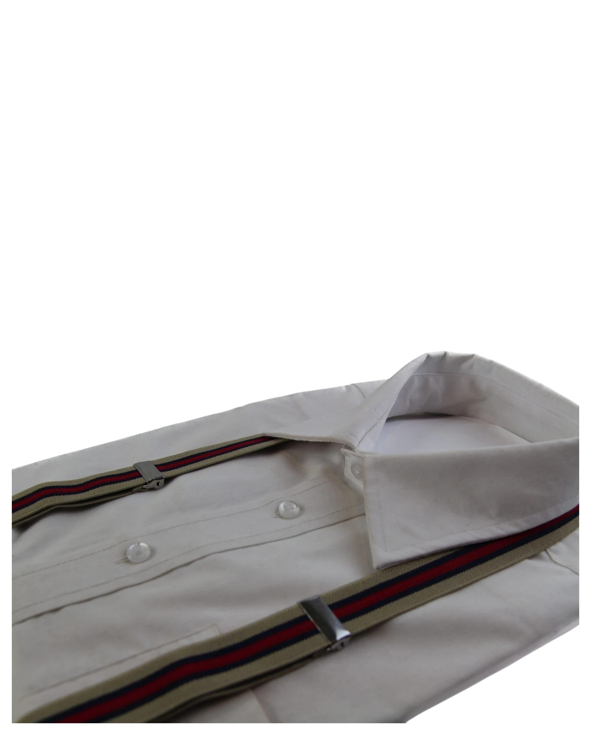 3 Zasel Mens Adjustable Latte, Red & Navy Striped Patterned Suspenders - Multi - Multi, 3 of 3