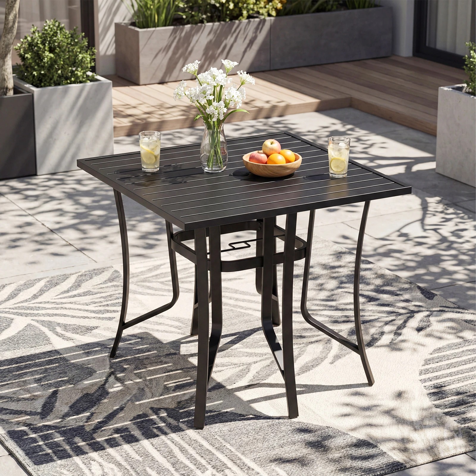 3 Costway 91cm Square Patio Table for 4 Outdoor Furniture Classic Bistro Table, 3 of 6