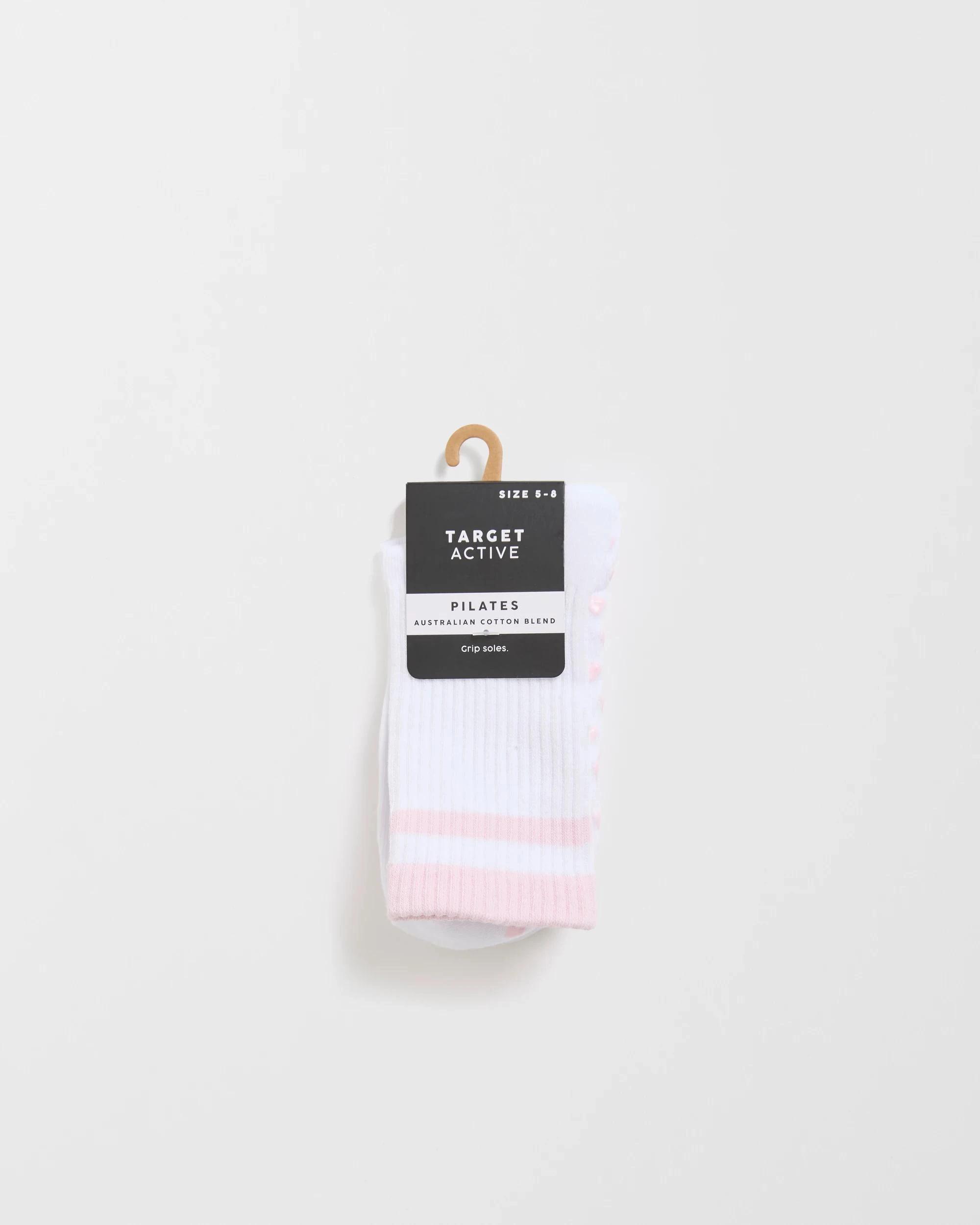 3 Target Active Active Australian Cotton Blend Crew Pilates Socks PINK STRIPE, 3 of 3