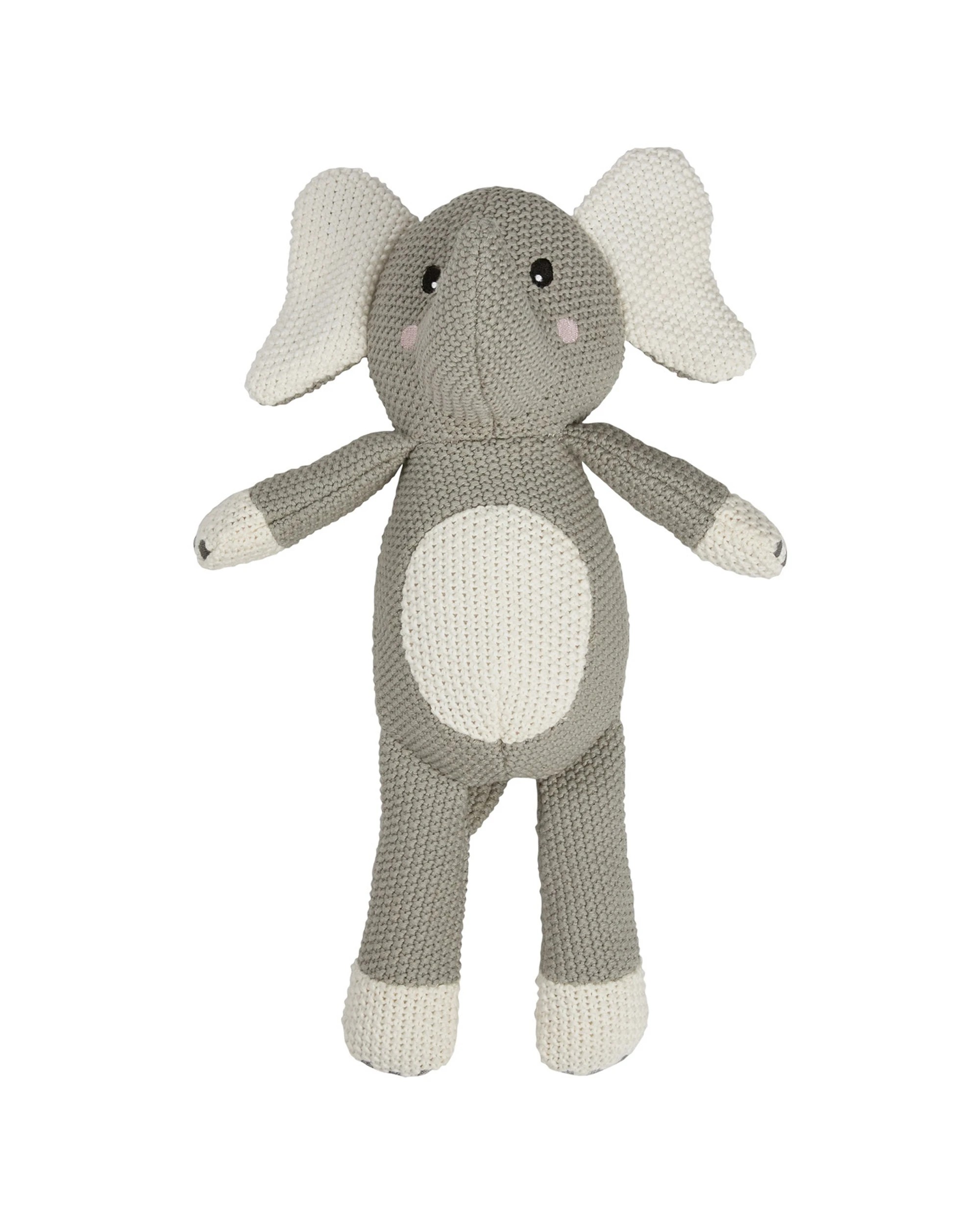 1 Splosh Baby Elephant Cotton Knitted Plush Kids Toy 32cm - Grey, 1 of 3