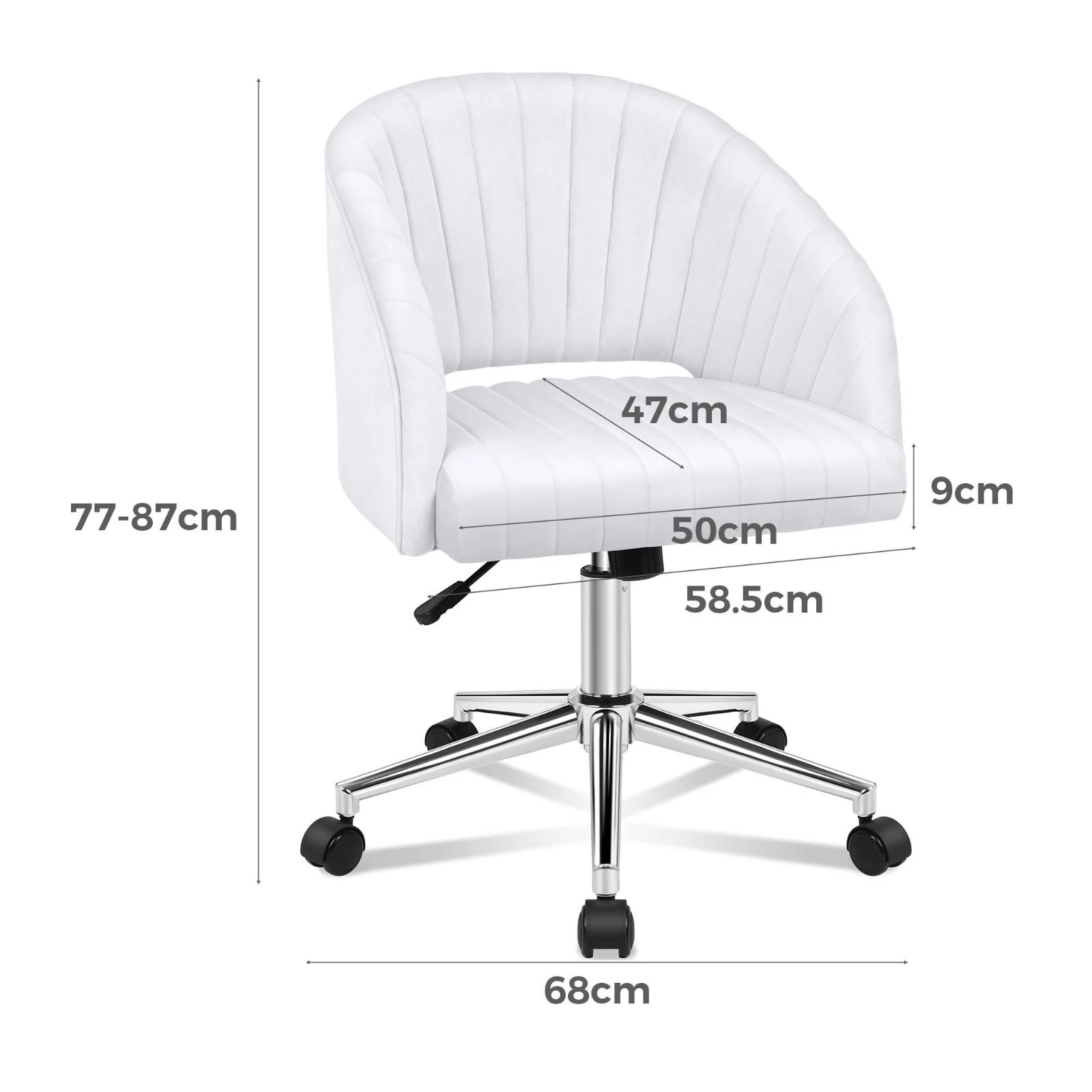 3 Alfordson Velvet Office Chair Swivel Armchair Work Study Seat Adult Kids - White, 3 of 9