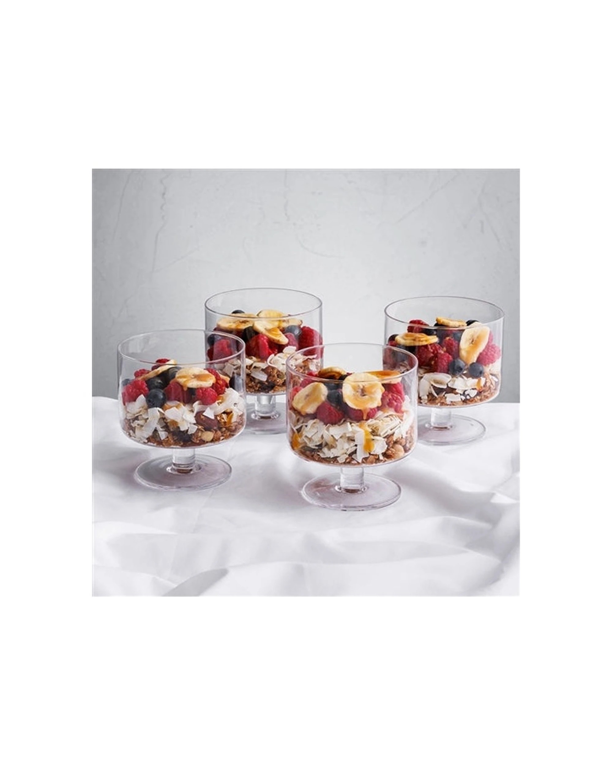 2 Ecology 4pc Classic Footed Bowls Set 10cm Glass Elegant Serving - Natural, 2 of 2