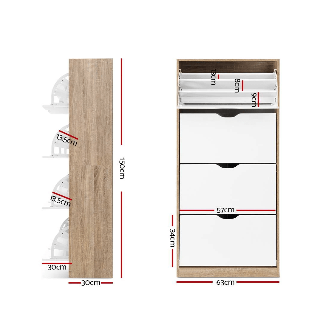 3 Artiss Shoe Rack Cabinet 60 Pairs 4-tier Elen - White, 3 of 3