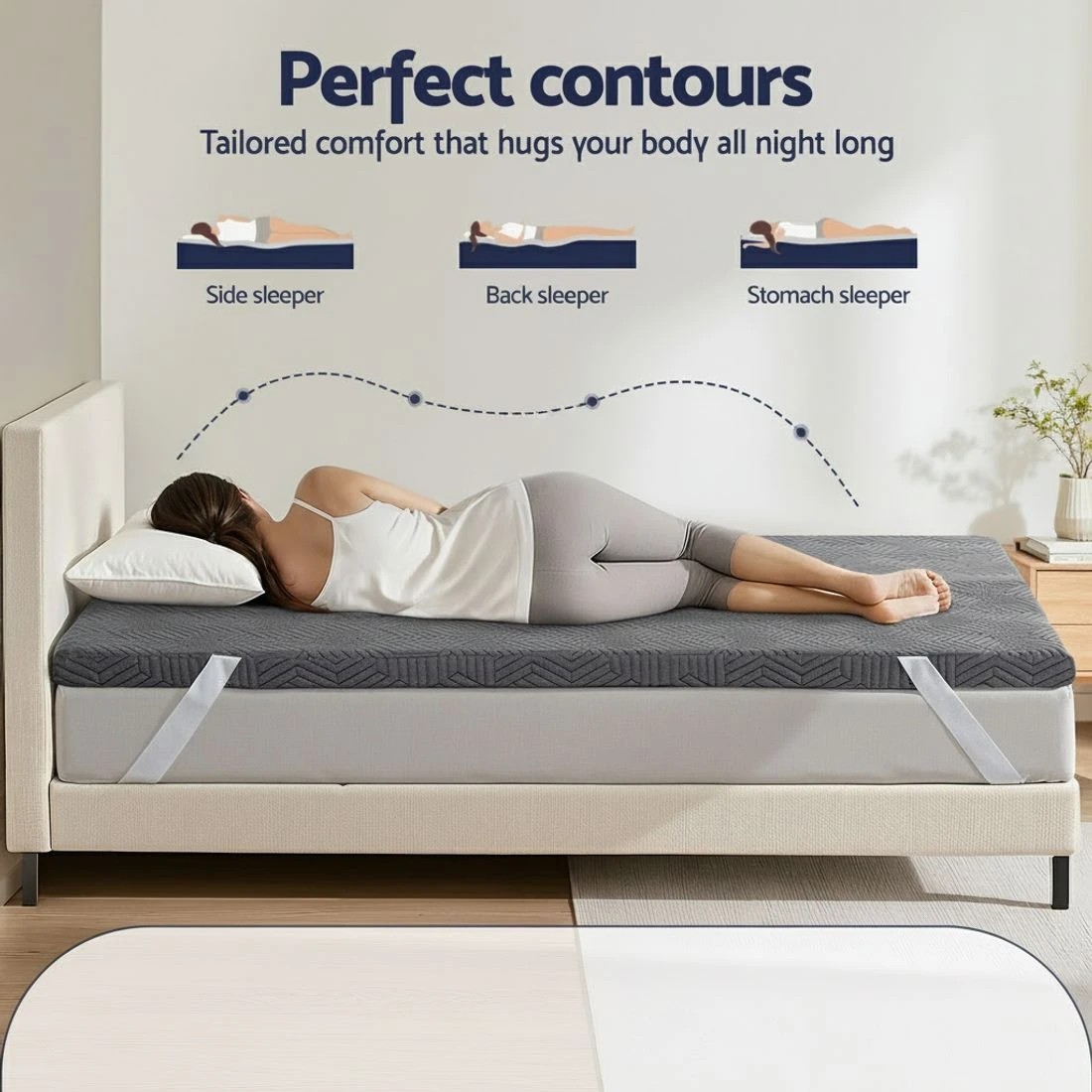 4 Giselle 8cm Memory Foam Mattress Topper Gel Dual Layer Foam Bamboo King - King Bed - Grey, 4 of 9