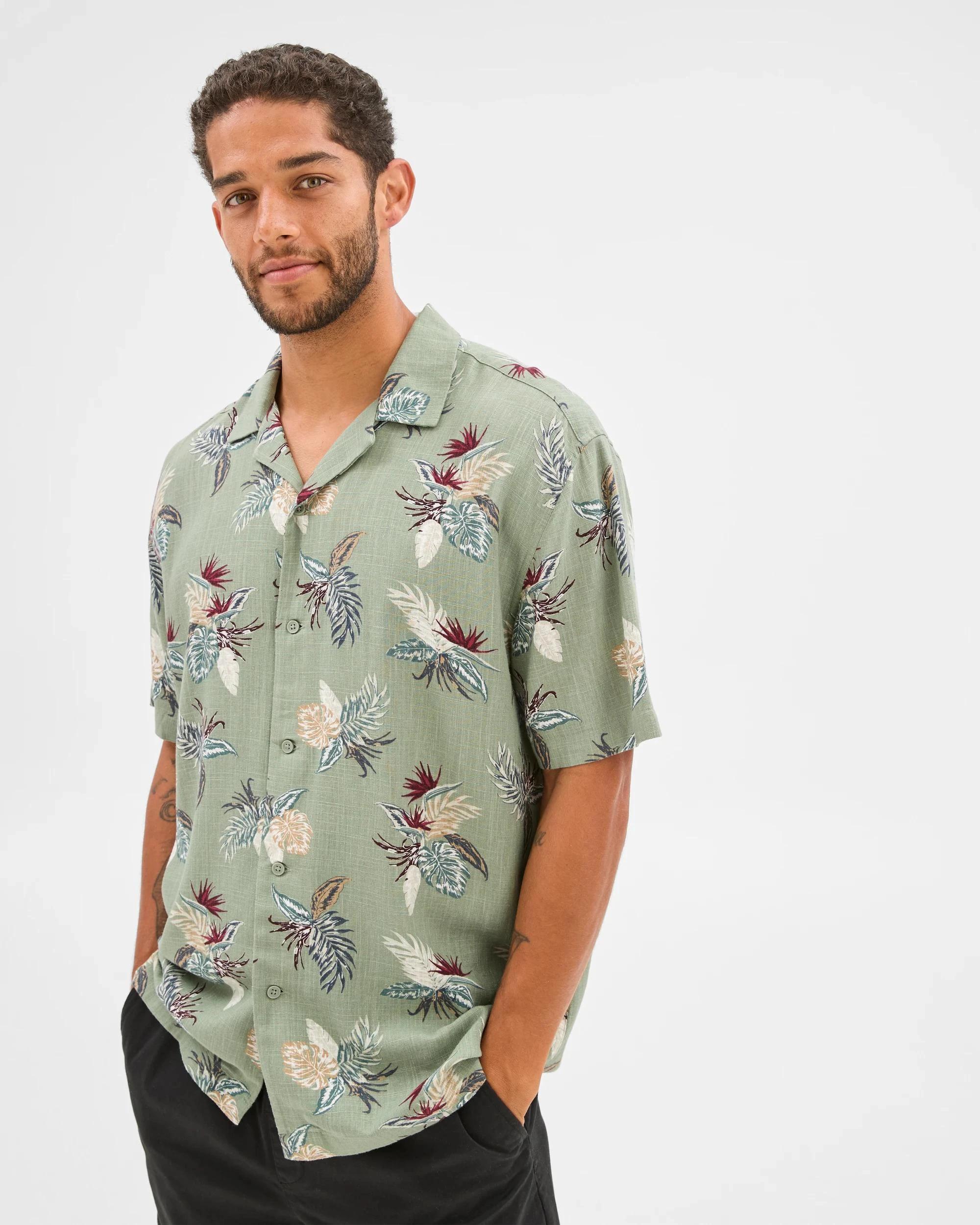 3 Target Floral Print Shirt GREEN, 3 of 6