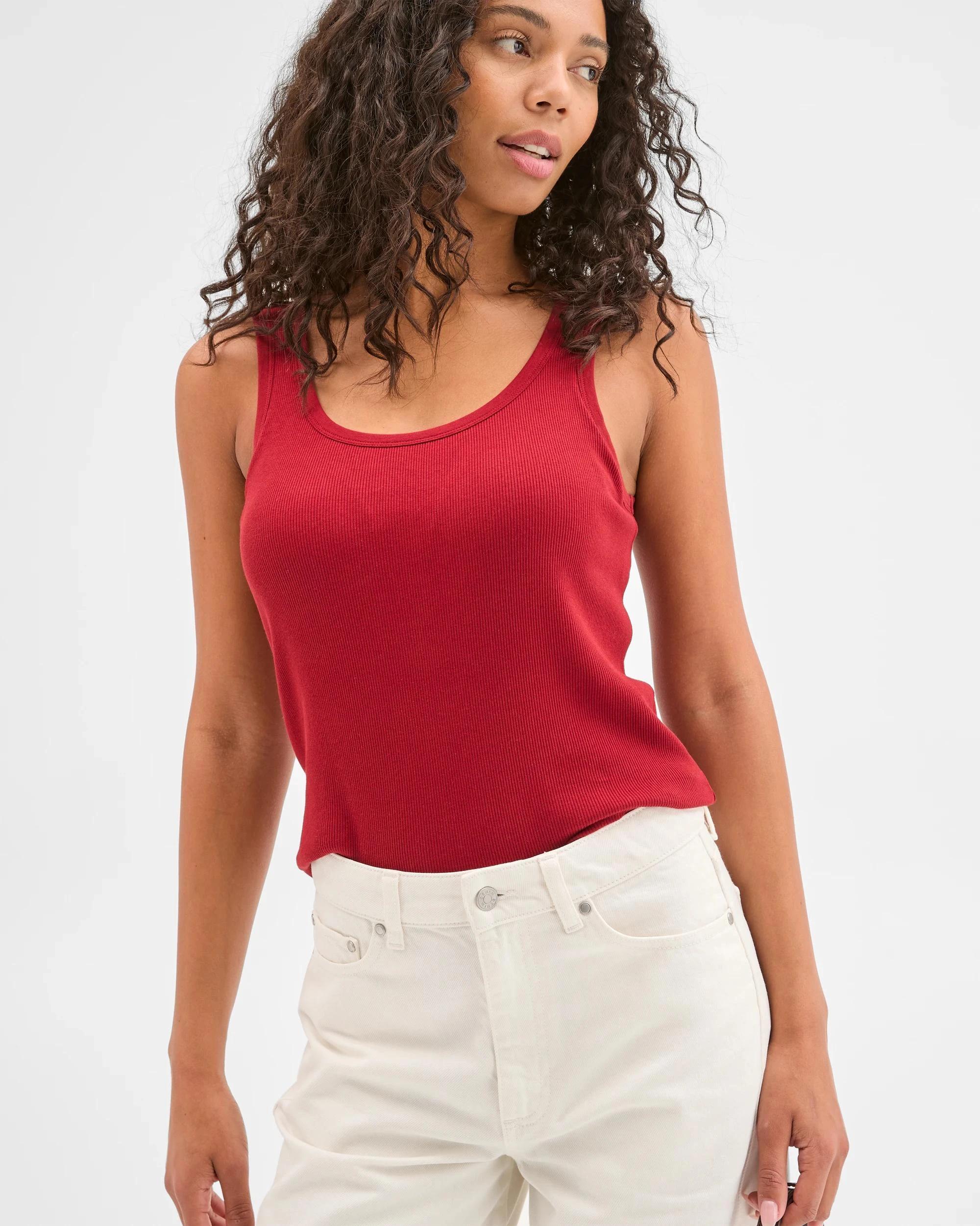 4 Target Woman Australian Cotton Blend Scoop Neck Tank Top with Shelf Bra GARNET, 4 of 7