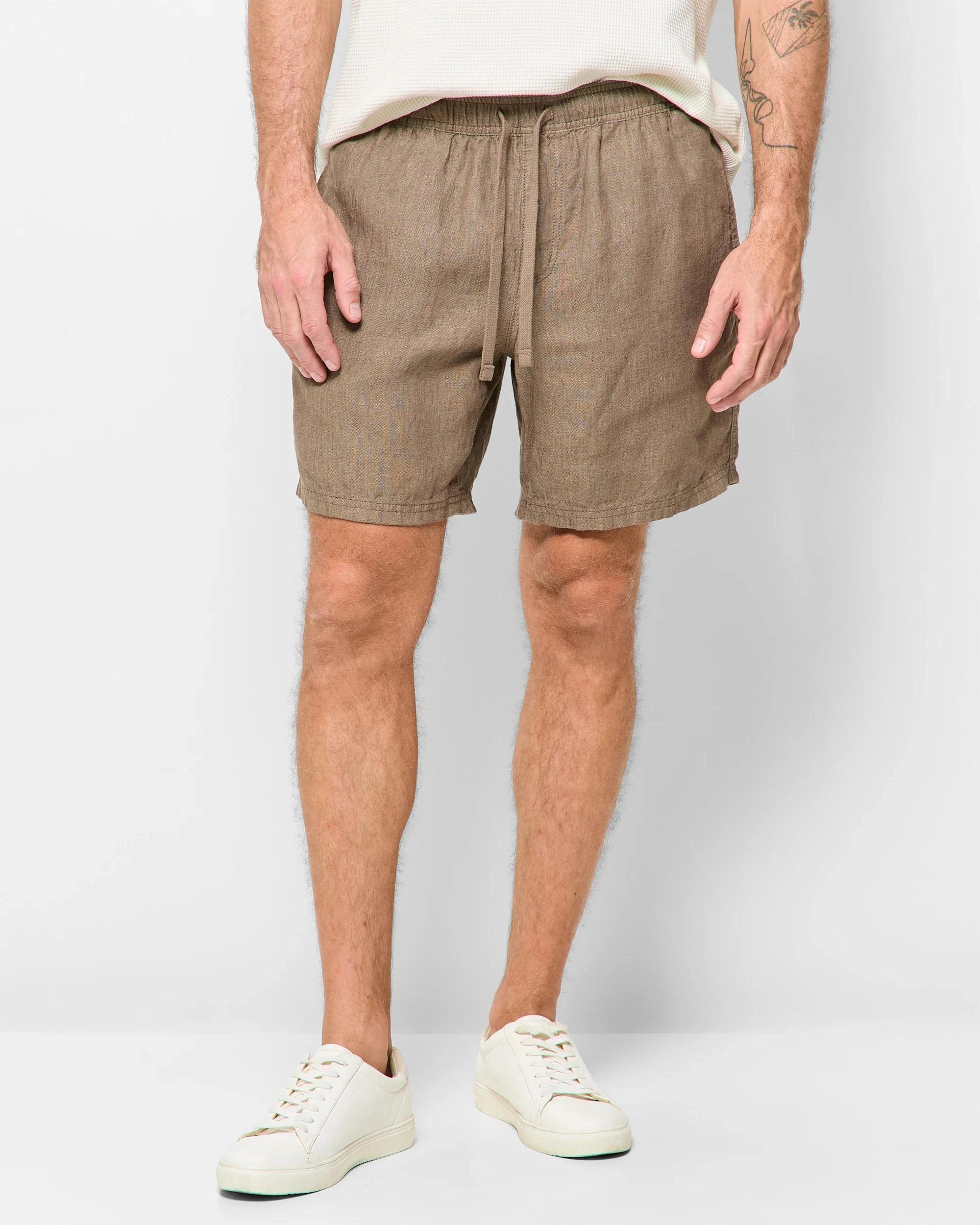 1 Target European Linen Shorts MUSHROOM, 1 of 6