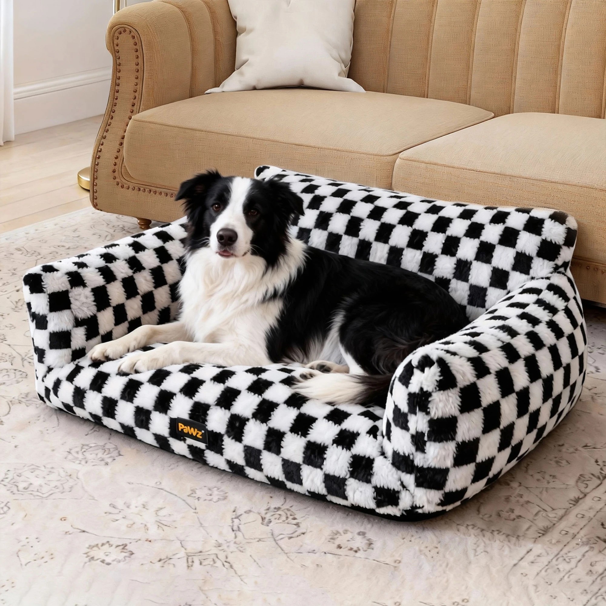 7 Pawz Pet Bed Soft Plush Checkered  XL, 7 of 9