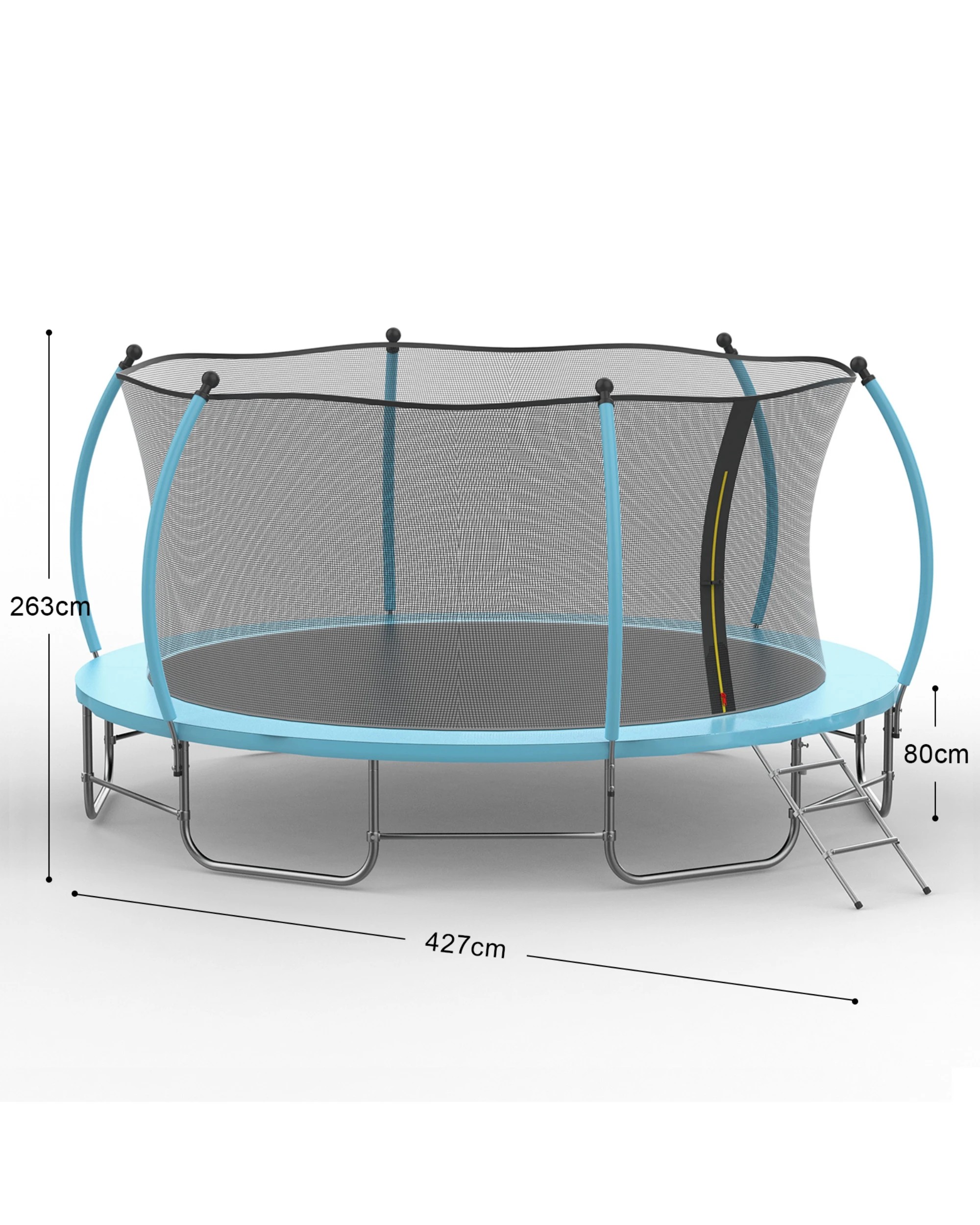 6 Advwin 14FT Trampoline Outdoor for Kids w/Safety Enclosure Net, Ladder, Max Limit 150 kg，Blue, 6 of 6