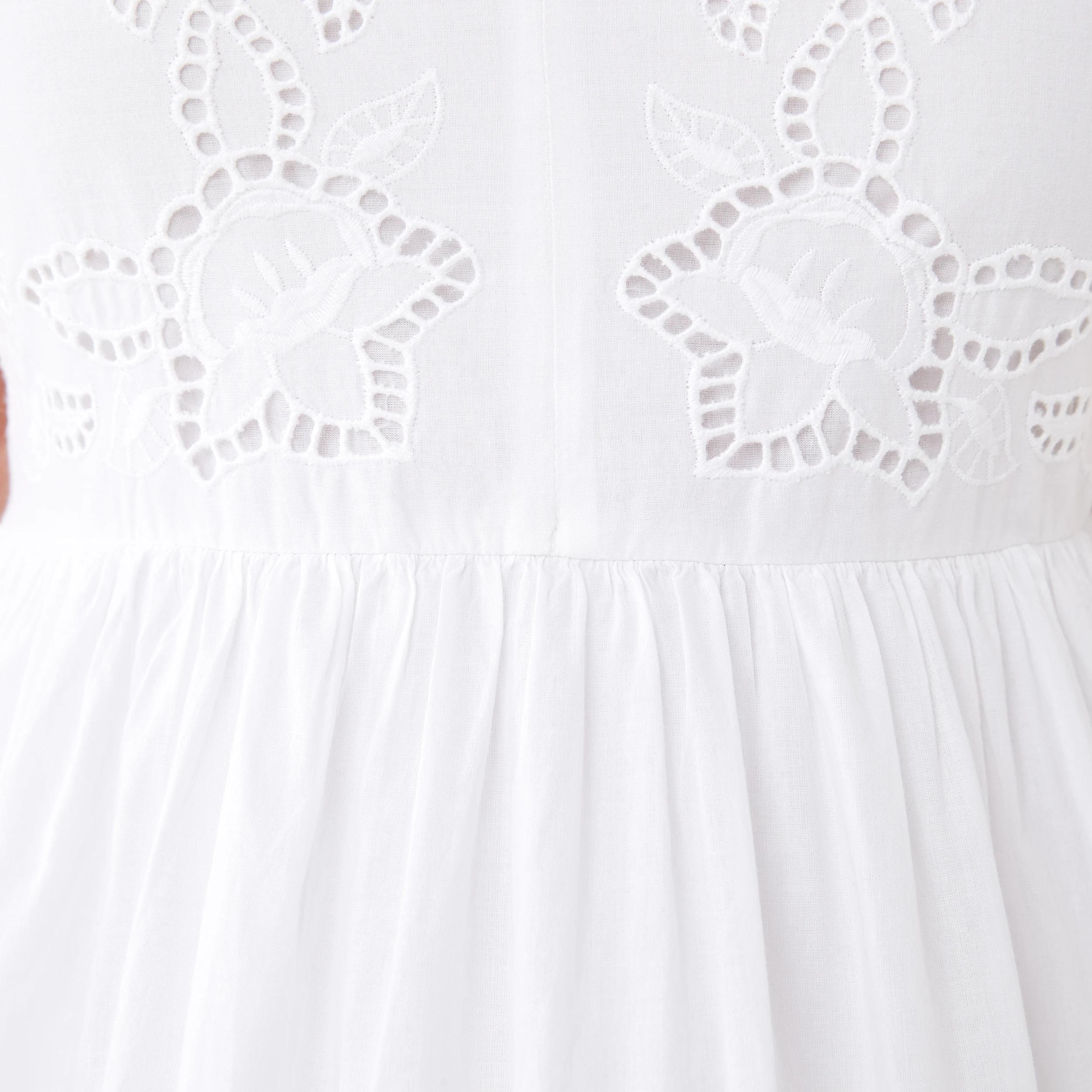 6 Sleeveless Broderie Midi Dress White, 6 of 7
