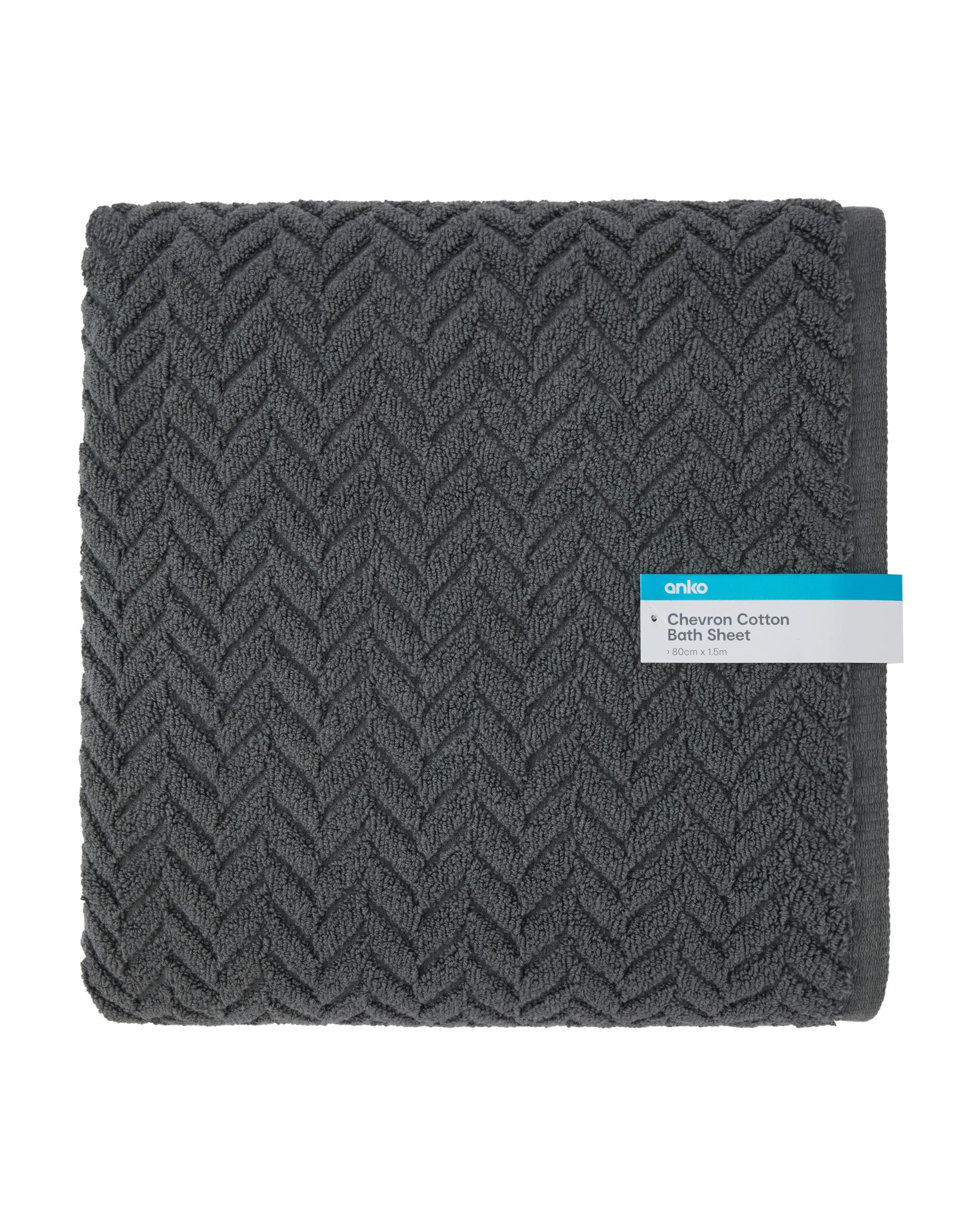 5 Chevron Cotton Bath Sheet - Grey, 5 of 6