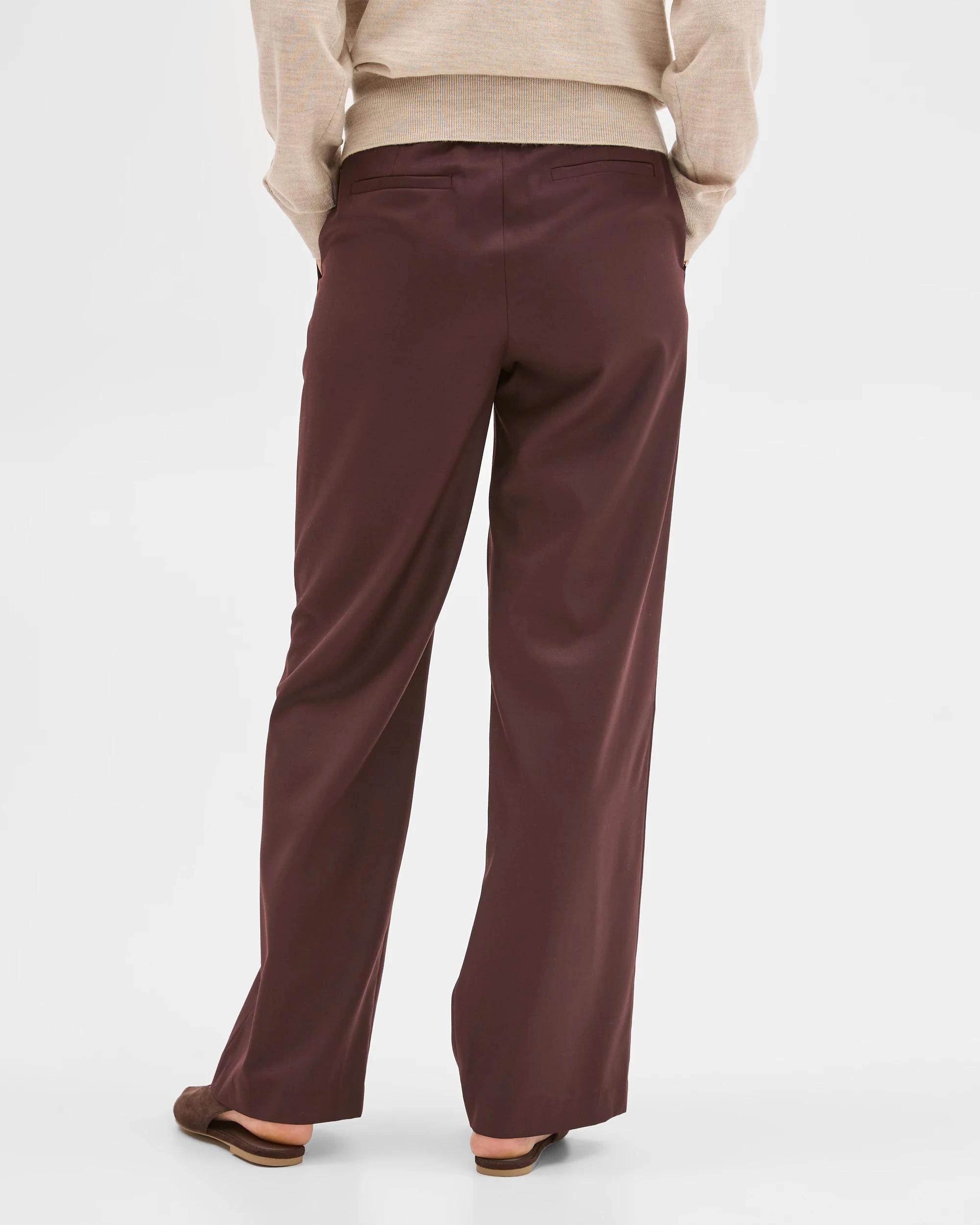 5 Preview Wool Blend Tailored Straight Leg Pants DARK CHOCOLATE, 5 of 5