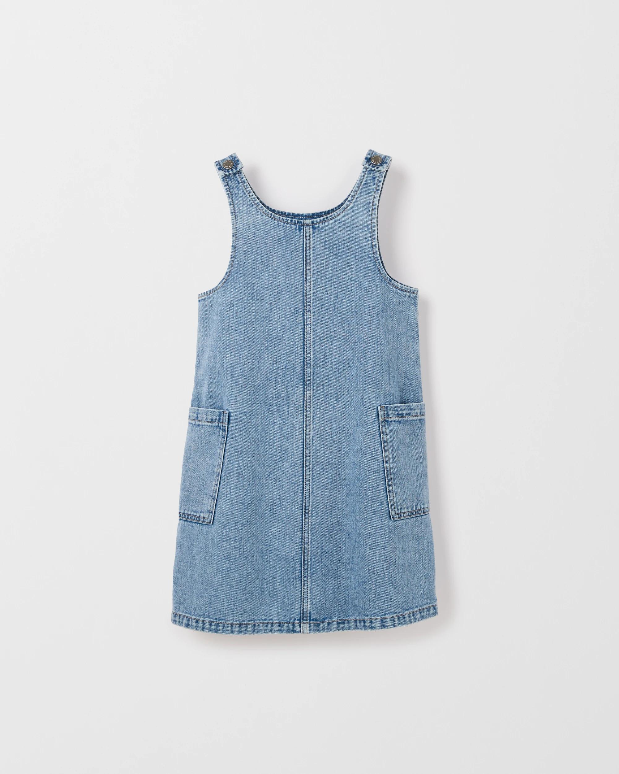4 Target Denim Denim Woven Pinafore Dress LIGHT WASH, 4 of 7