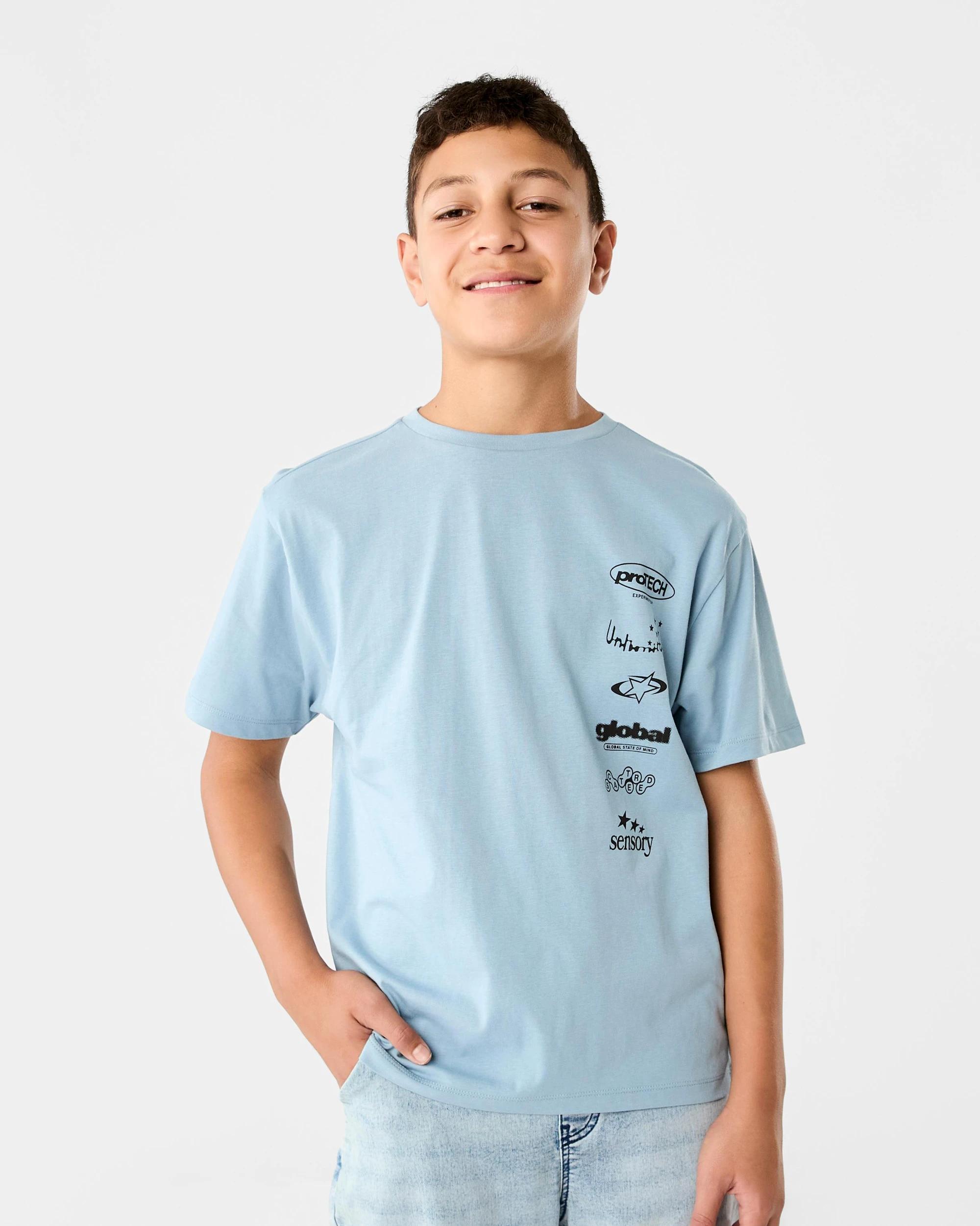 1 Short Sleeve Print T-shirt Blu Urban, 1 of 7